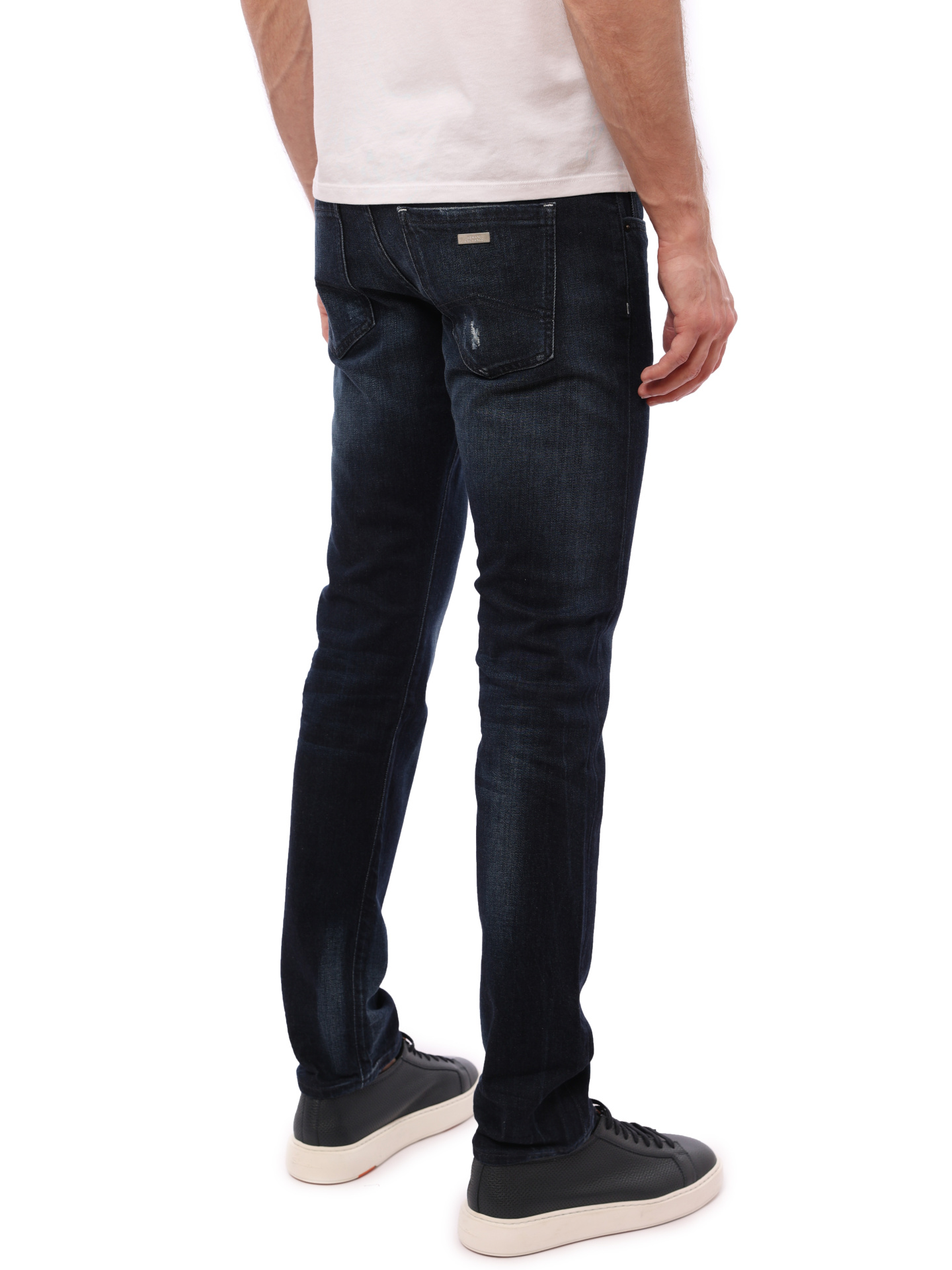 Джинсы Armani Exchange 6ZZJ13 Z1DHZ темно-синие мужские с потёртостями — купить в интернет-магазине Verdistore
