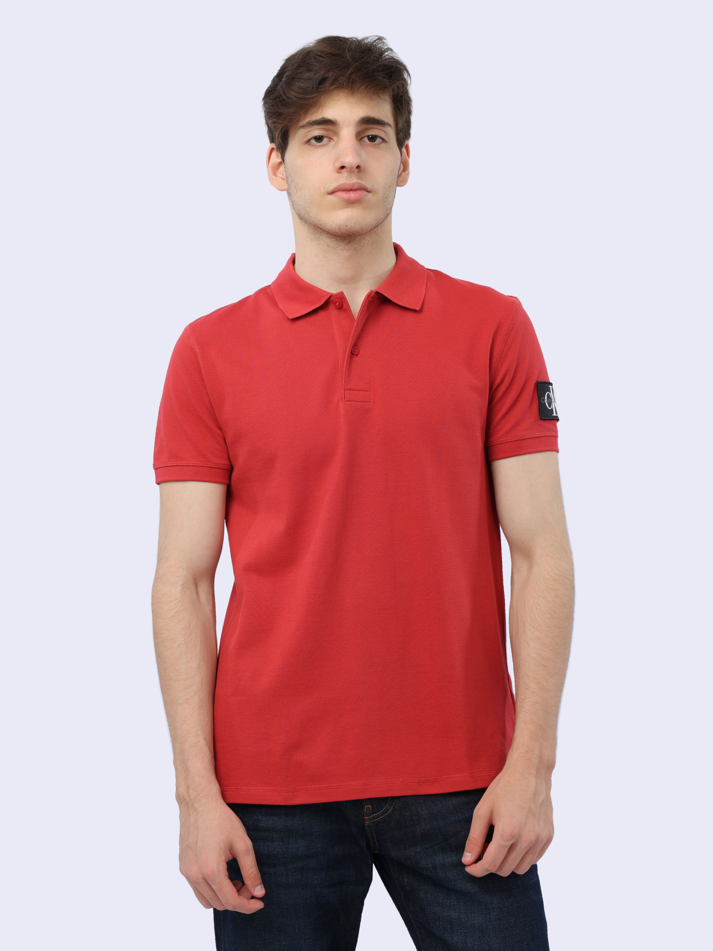 Поло Calvin Klein Jeans J30J323394 красное мужское из хлопка — купить в интернет-магазине Verdistore