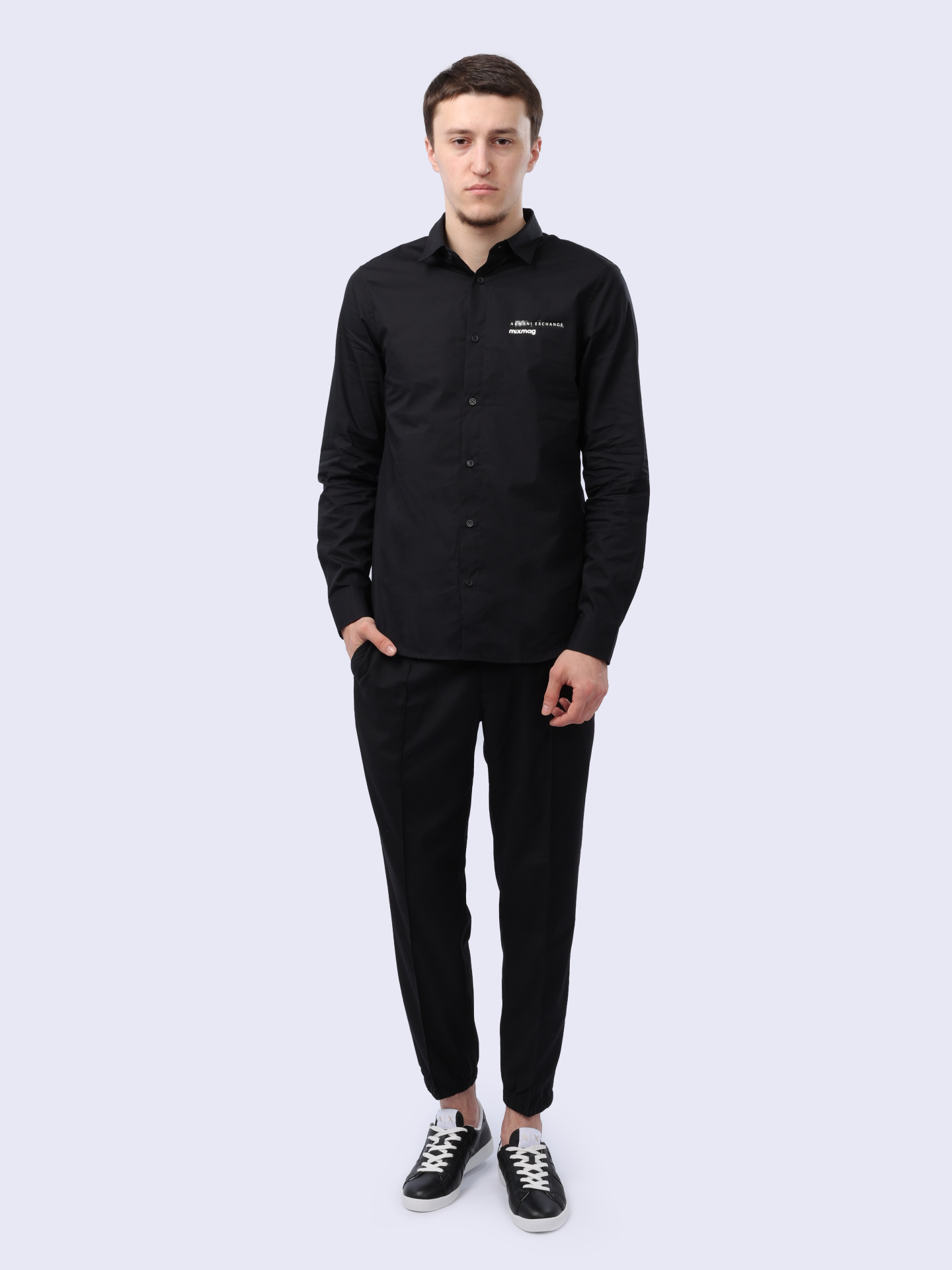 Рубашка Armani Exchange 3DZC26 ZNXLZ 1200 черная мужская — купить в интернет-магазине Verdistore