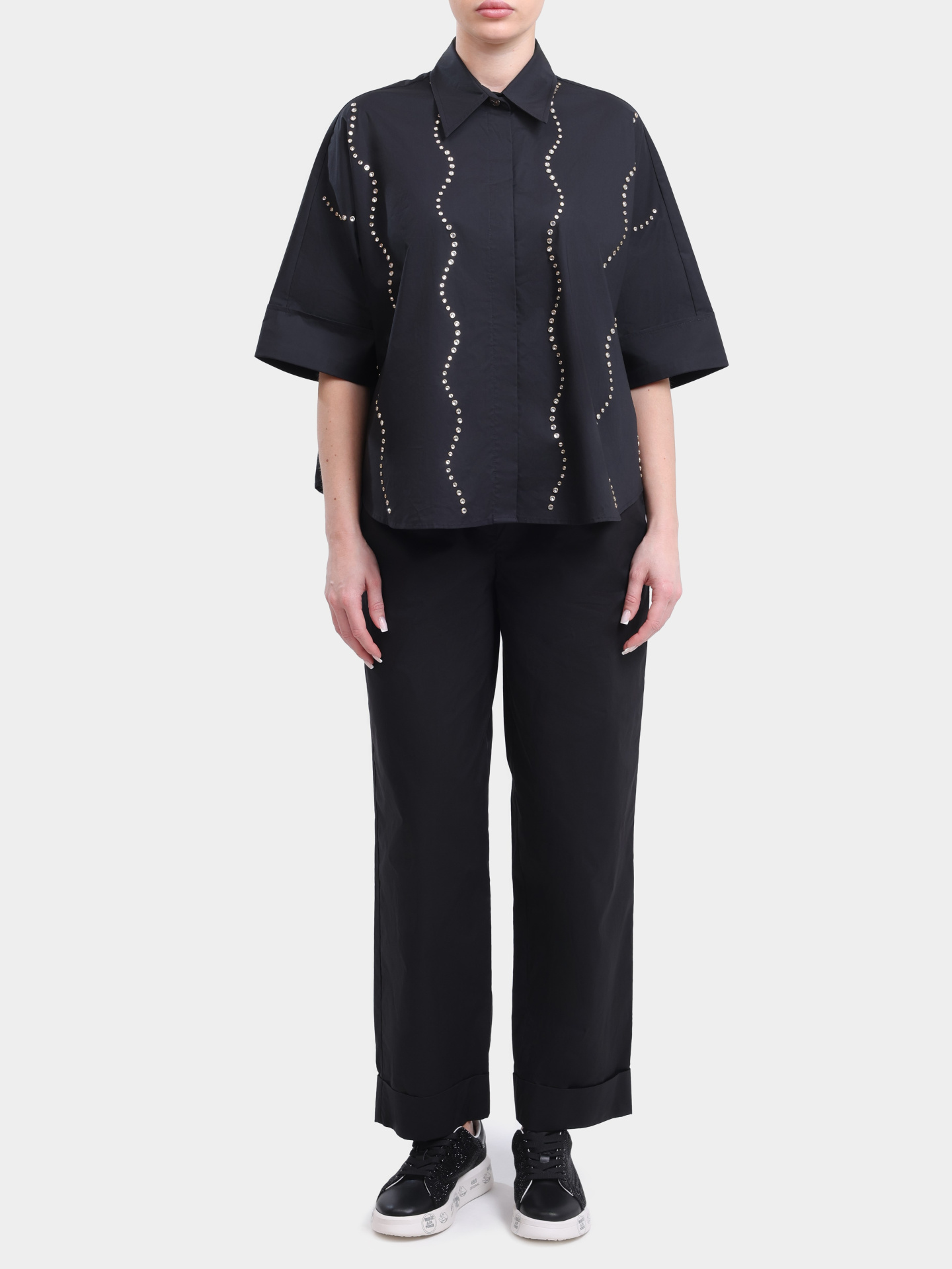 Брюки Liu-Jo BLACK LABEL CA6249 TS246 22222 черные женские прямого кроя  — купить в интернет-магазине Verdistore