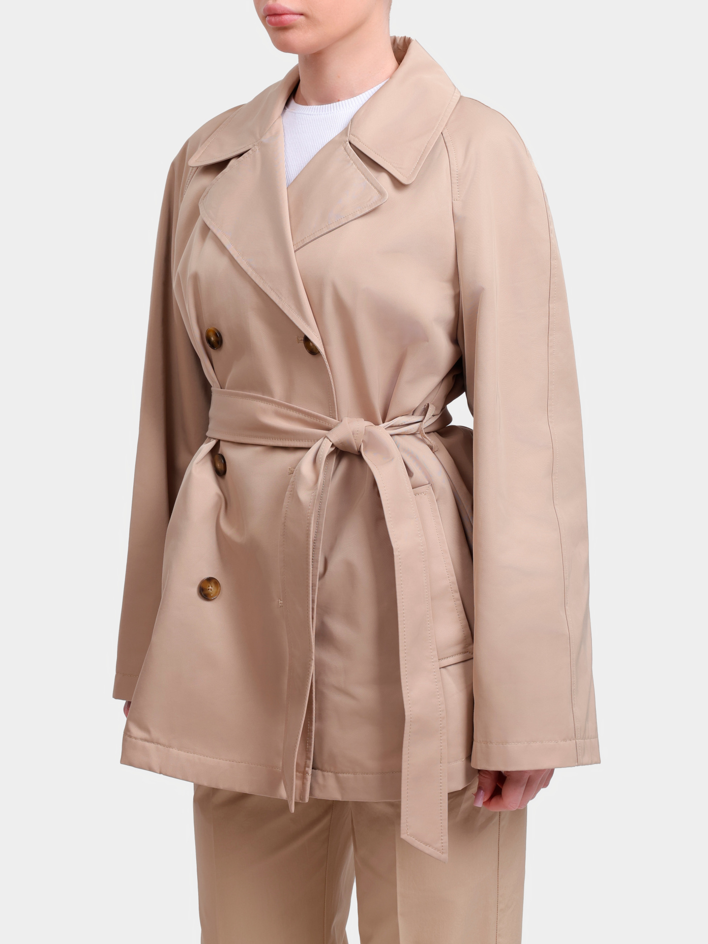 Тренч Marella MLLUMIDO 001 бежевый женский двубортный укороченный — купить в интернет-магазине Verdistore