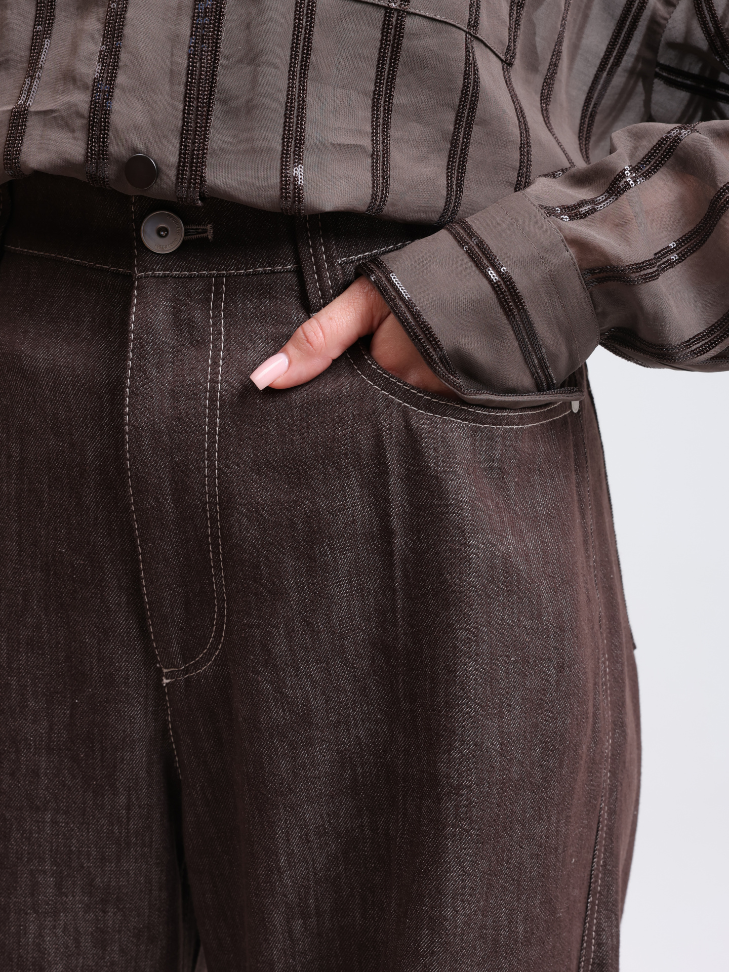 Джинсы Brunello Cucinelli MB125P5658 коричневые женские — купить в интернет-магазине Verdistore