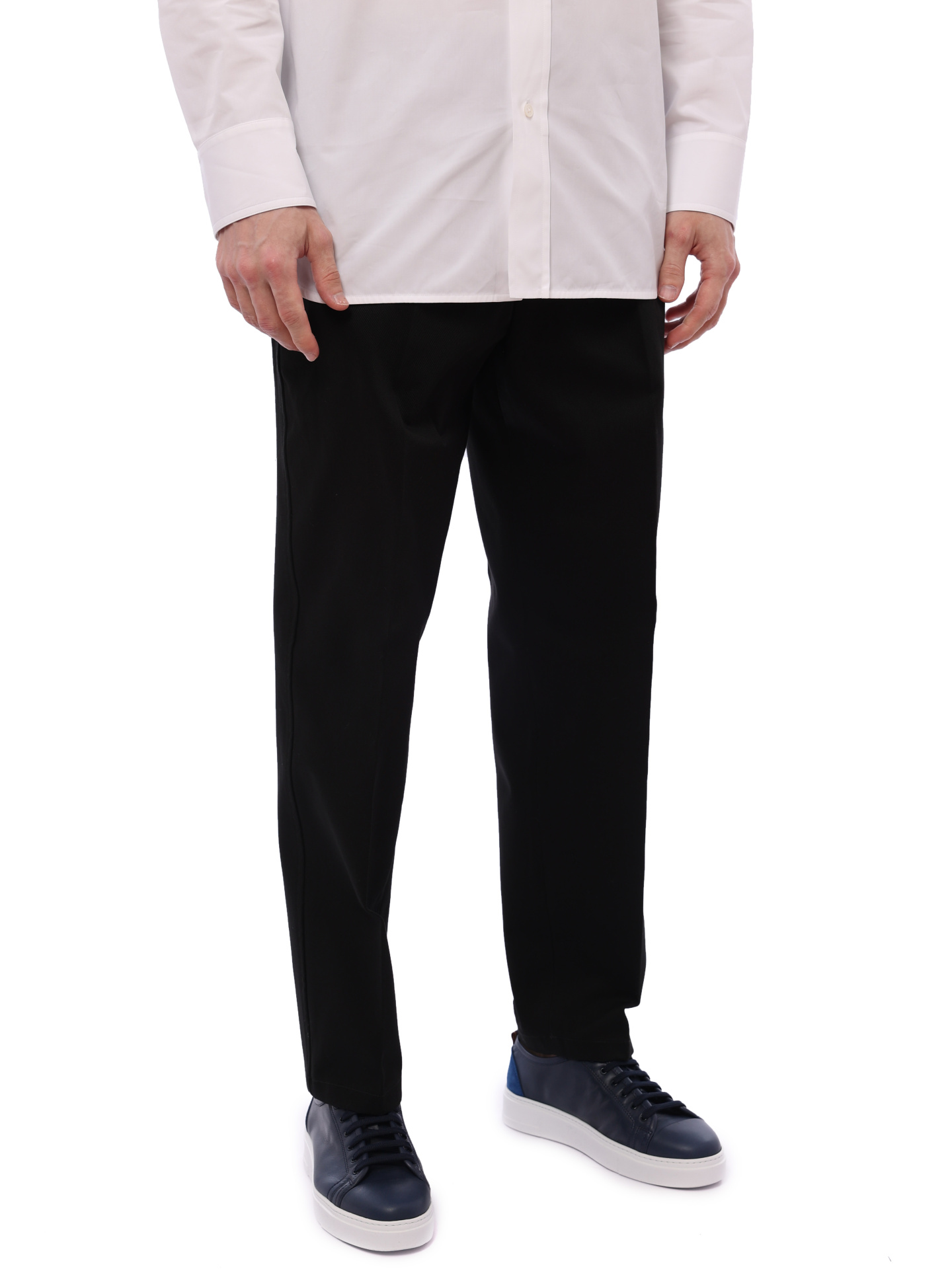 Брюки хлопковые черные прямого кроя со стрелками — купить в интернет-магазине Verdistore