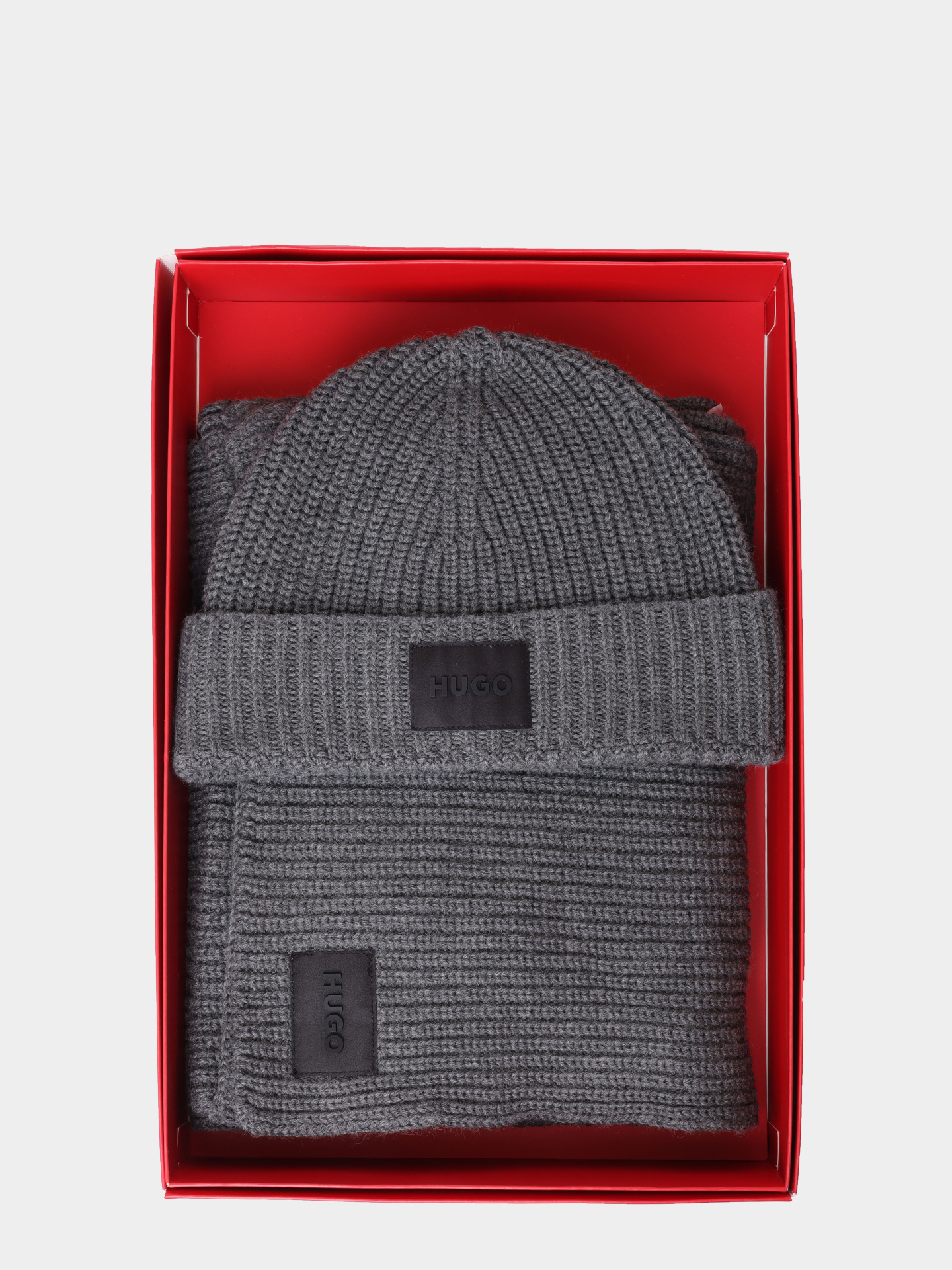 Комплект шапка и шарф Hugo Zago Set 10275535 01 50551423 034 серый мужской вязаный — купить в интернет-магазине Verdistore