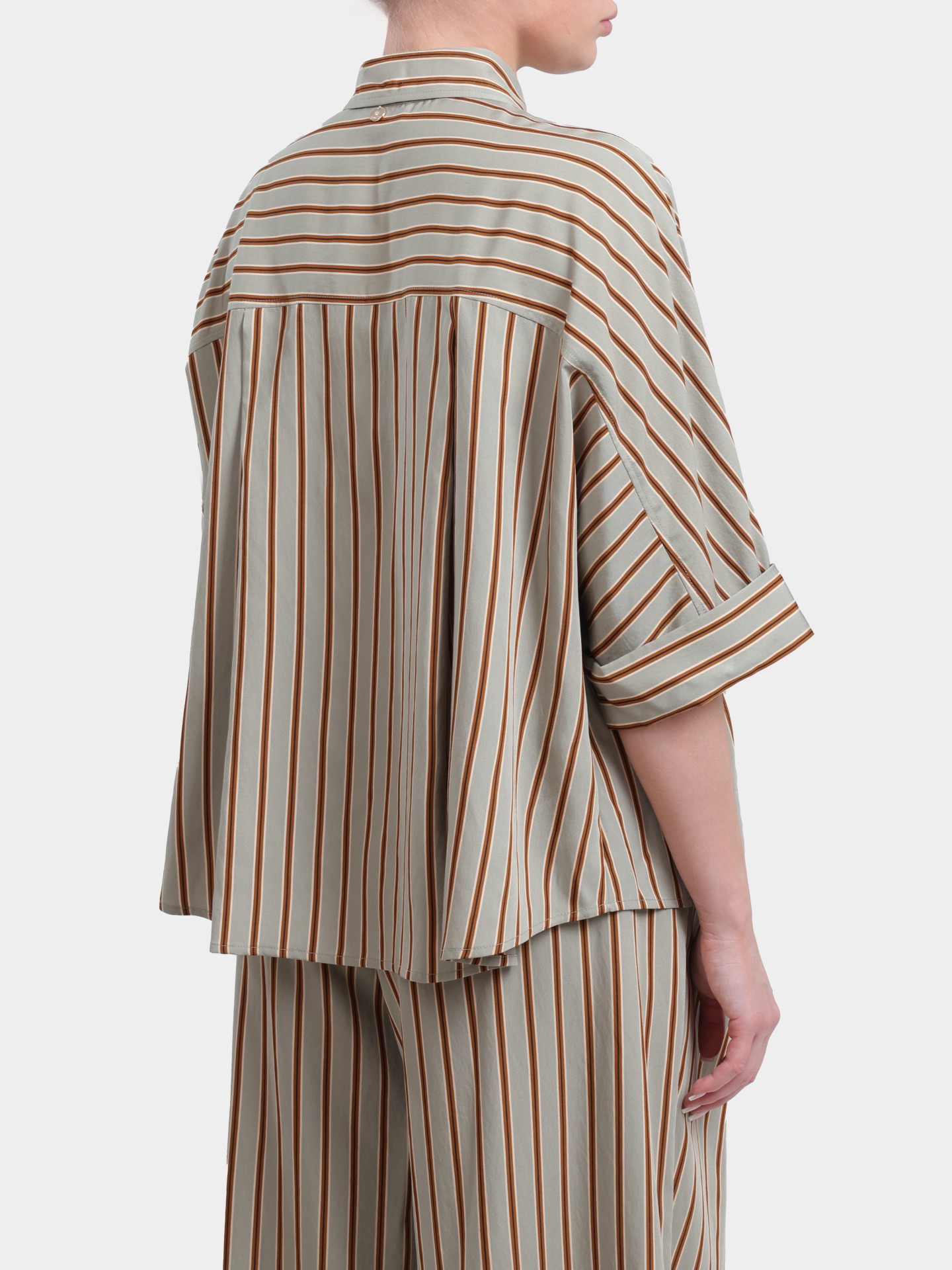 Рубашка Liu-Jo BLACK LABEL CA6351 T553A P9641 зеленая женская с принтом полос — купить в интернет-магазине Verdistore