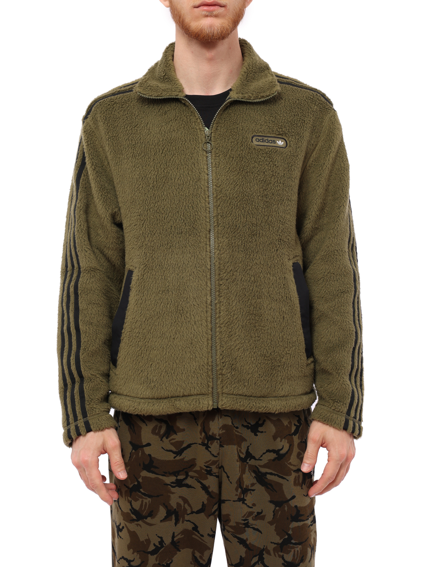 Мастерка Adidas H31297 оливковая мужская из плюшевого флиса — купить в интернет-магазине Verdistore