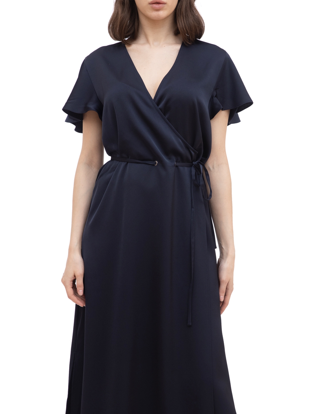 Платье Armani Exchange 3KYA17 темно-синее женское на запах — купить в интернет-магазине Verdistore