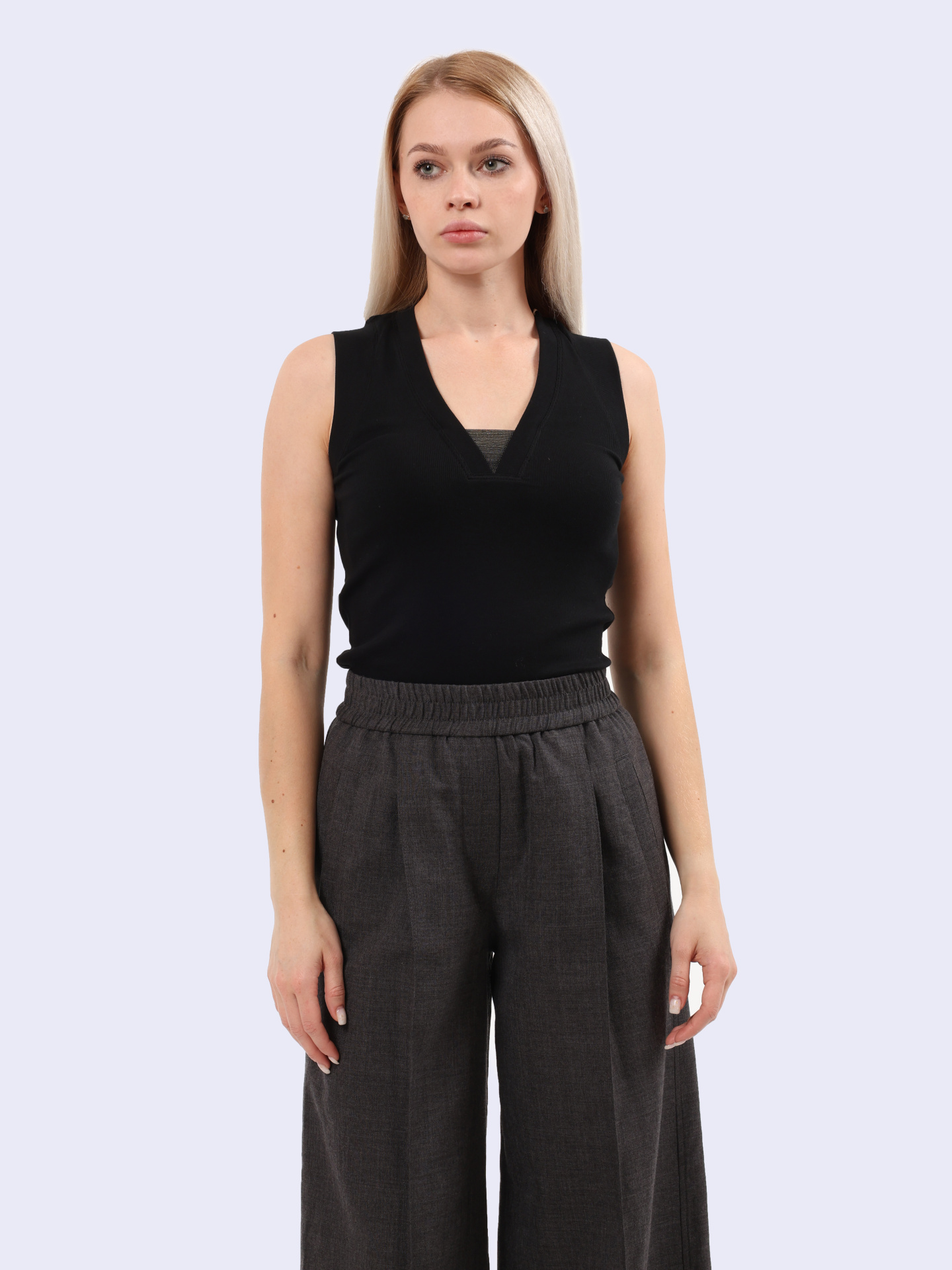 Топ Brunello Cucinelli M0TC8EL672 C101 черный женский из хлопка — купить в интернет-магазине Verdistore