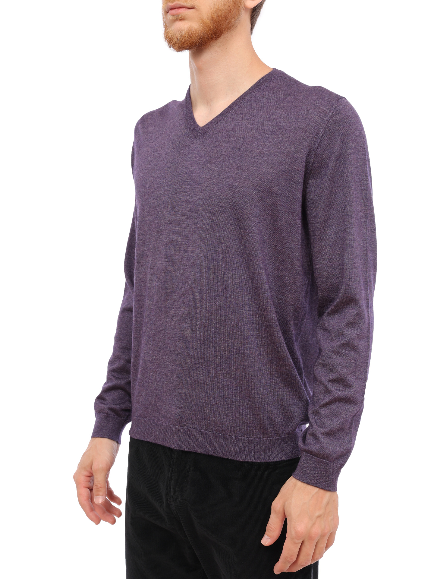 Пуловер Brunello Cucinelli M2384202 фиолетовый мужской с V-вырезом — купить в интернет-магазине Verdistore