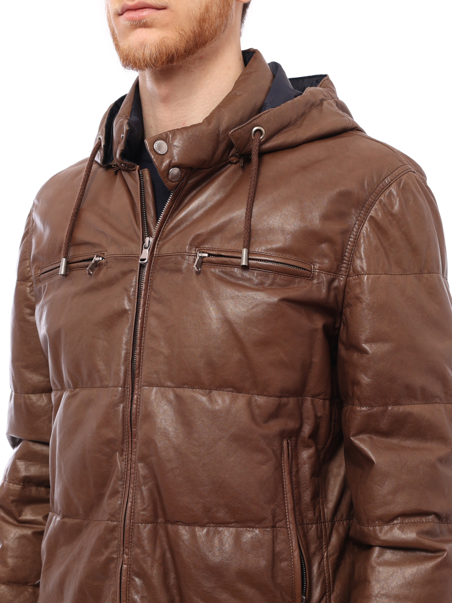 Куртка Brunello Cucinelli M0PNR1090 утепленная мужская из кожи — купить в интернет-магазине Verdistore