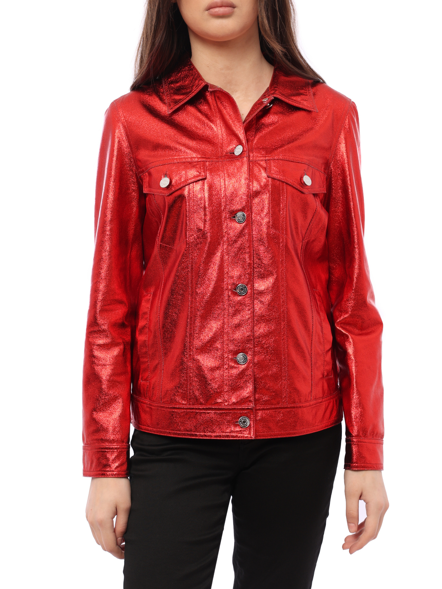 Куртка Armani Exchange 3GYB54 красная женская с металлизированной отделкой — купить в интернет-магазине Verdistore