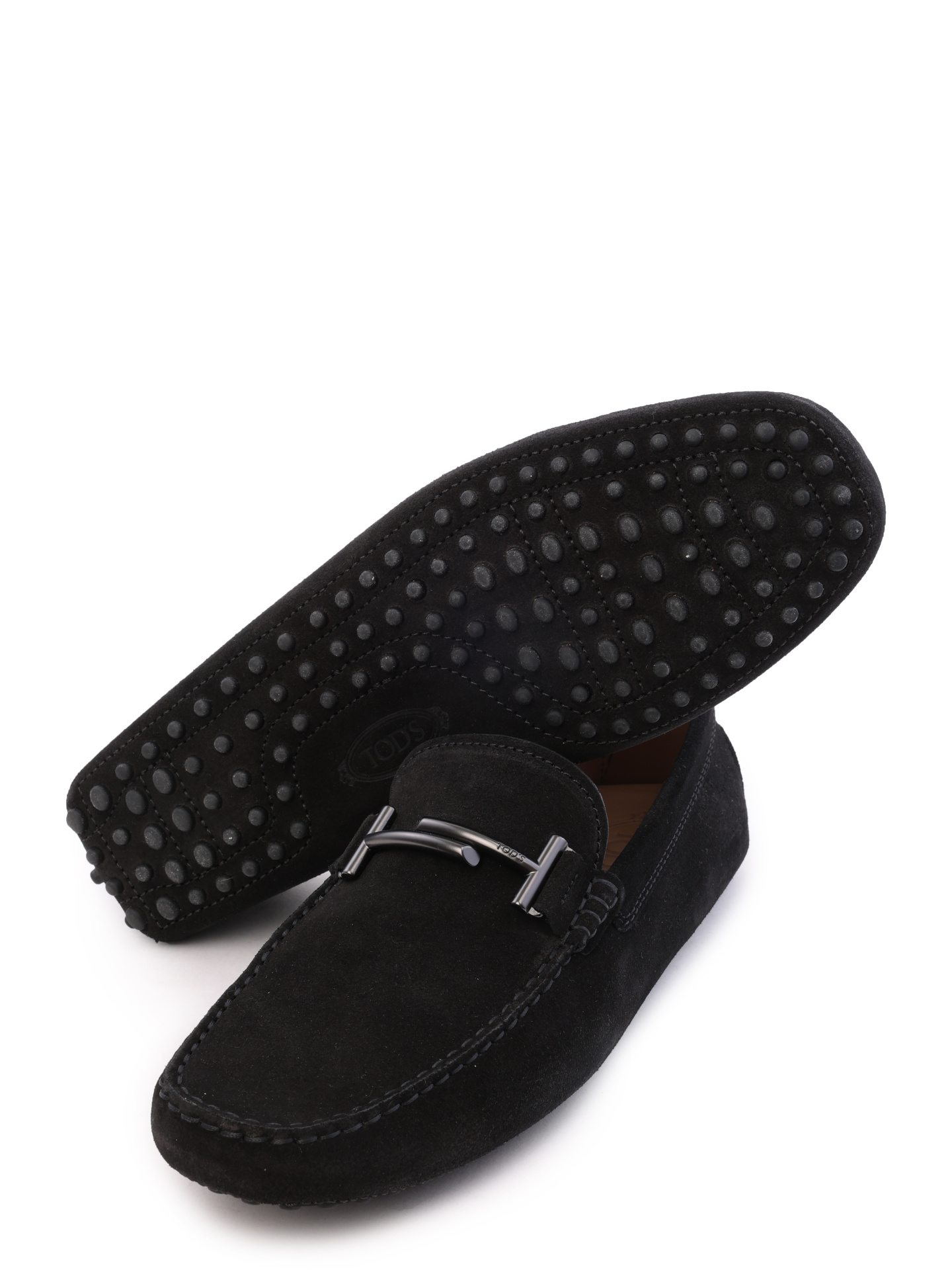 Мокасины черные замшевые с металлическим логотипом на пряжке — купить в интернет-магазине Verdistore