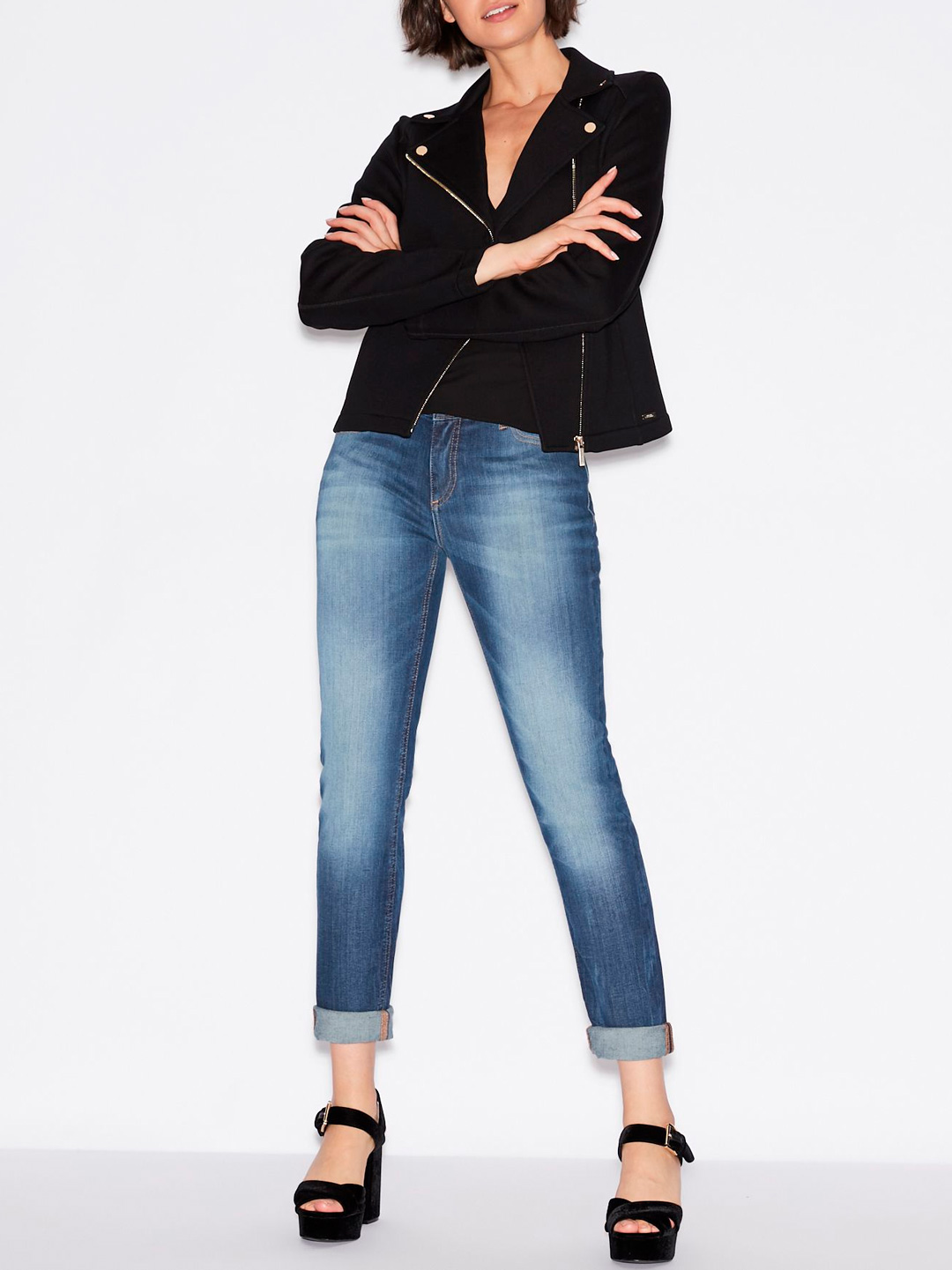 Джинсы Armani Exchange 6GYJ44 1500 синие женские с потертостями — купить в интернет-магазине Verdistore