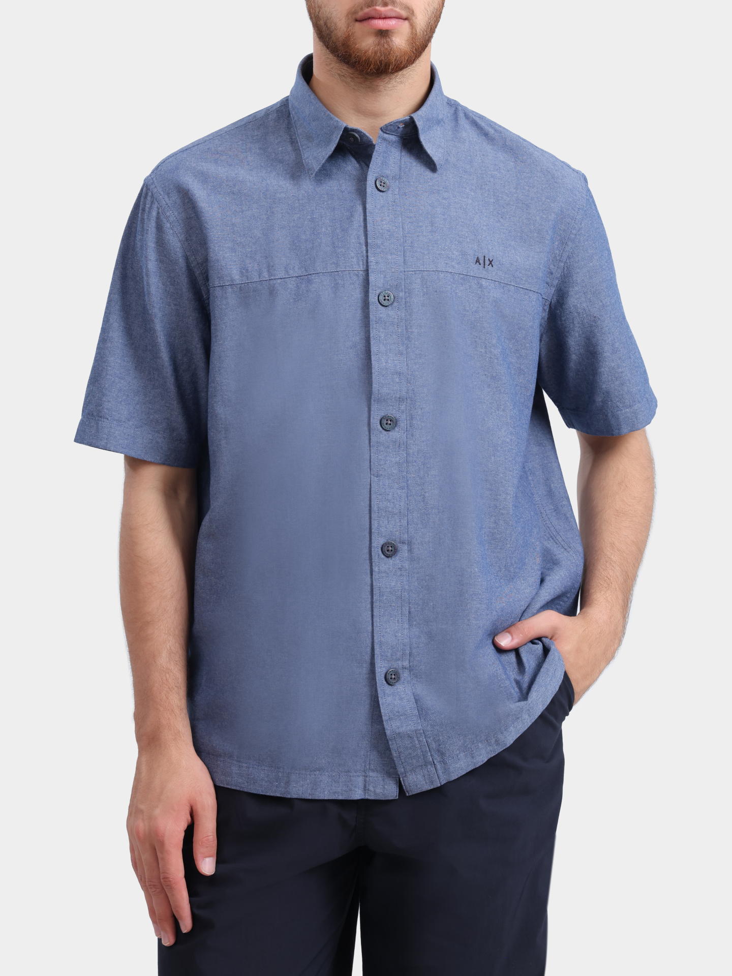 Рубашка Armani Exchange XM002283 AF22712 MB001 хлопковая мужская — купить в интернет-магазине Verdistore
