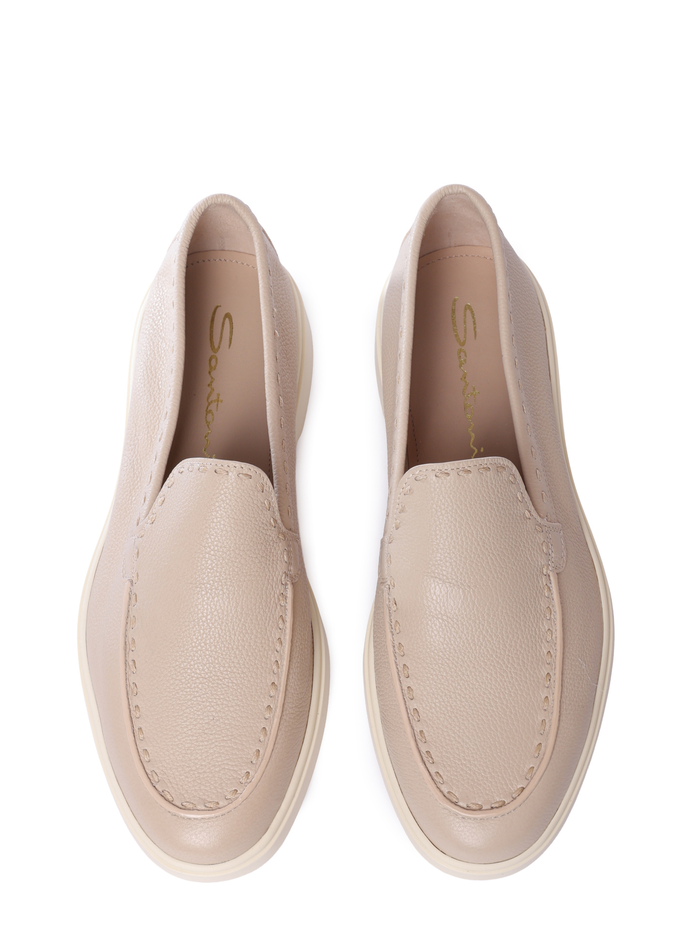 Лоферы Santoni WUYG71436TISSWKAP10 молочные женские из кожи — купить в интернет-магазине Verdistore