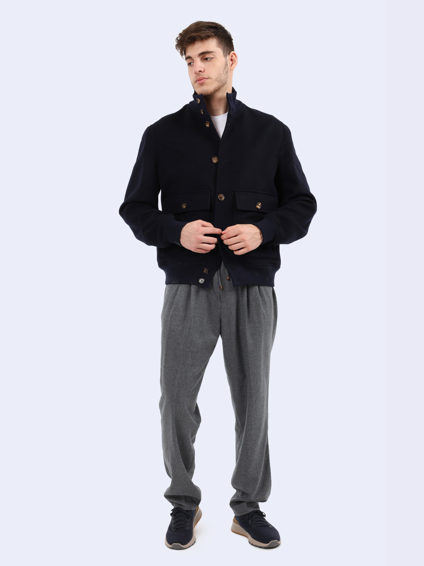 Бомбер Brunello Cucinelli MY4416895 CZA66 темно-синий мужской из шерсти — купить в интернет-магазине Verdistore