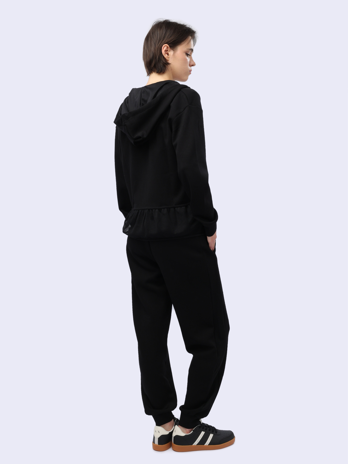 Мастерка Armani Exchange 3DYM83 YJEPZ 1200 черная женская с сетчатой вставкой — купить в интернет-магазине Verdistore