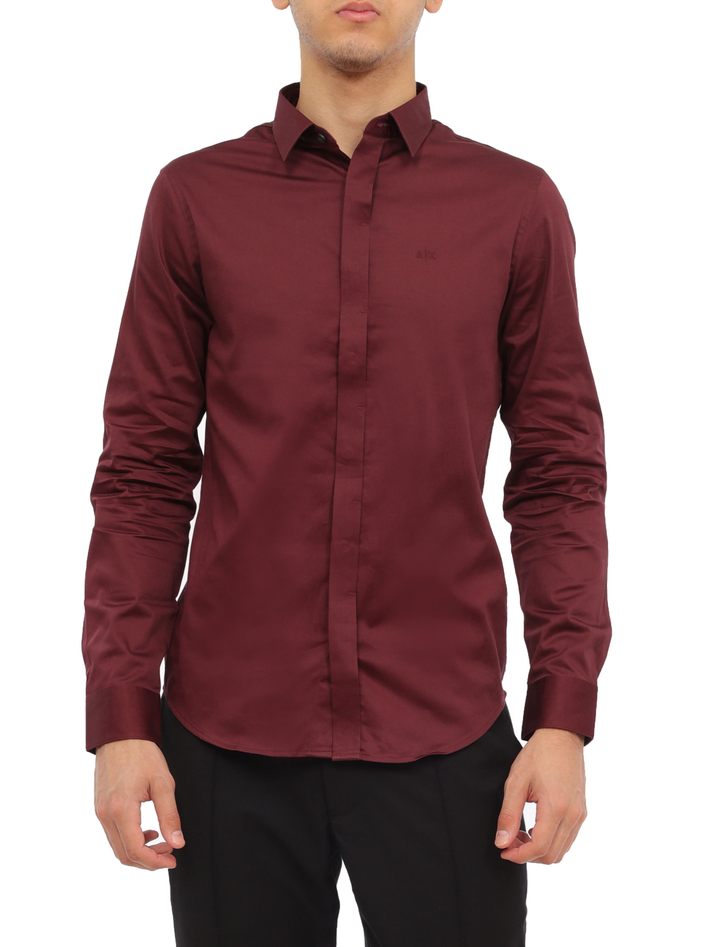 Рубашка Armani Exchange 8NZCBD ZN10Z 14AU бордовая мужская из хлопка — купить в интернет-магазине Verdistore