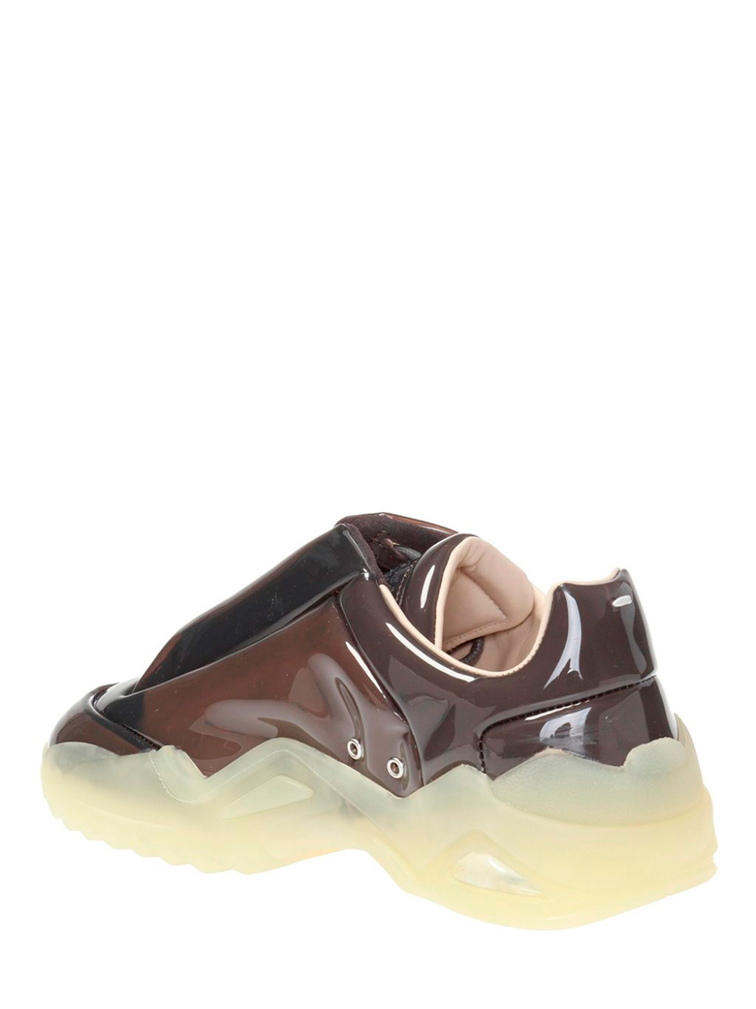 Кроссовки коричневые лакированные на белой подошве  — купить в интернет-магазине Verdistore