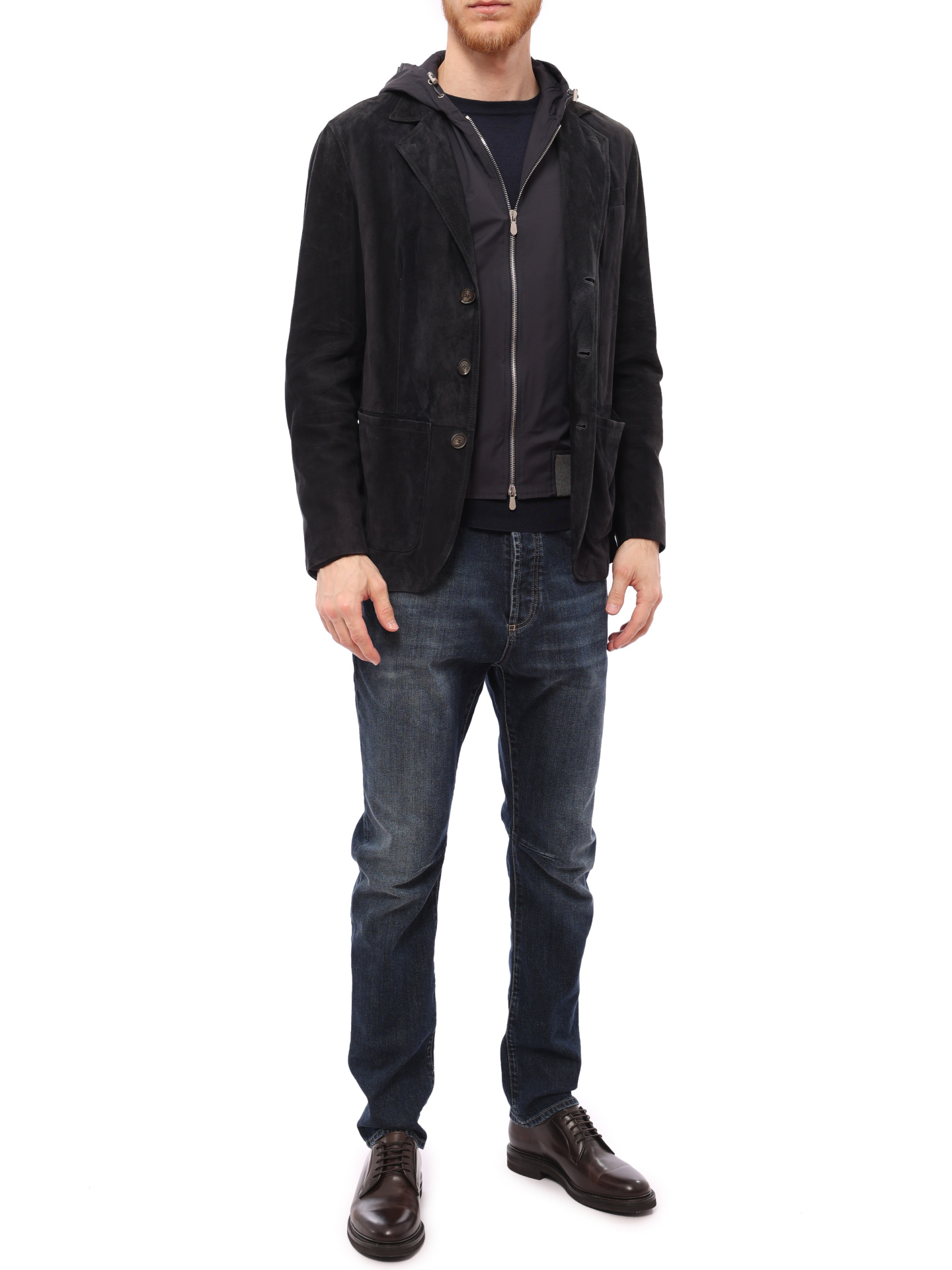 Куртка Brunello Cucinelli MPCLN1316 комбинированная мужская из замши — купить в интернет-магазине Verdistore