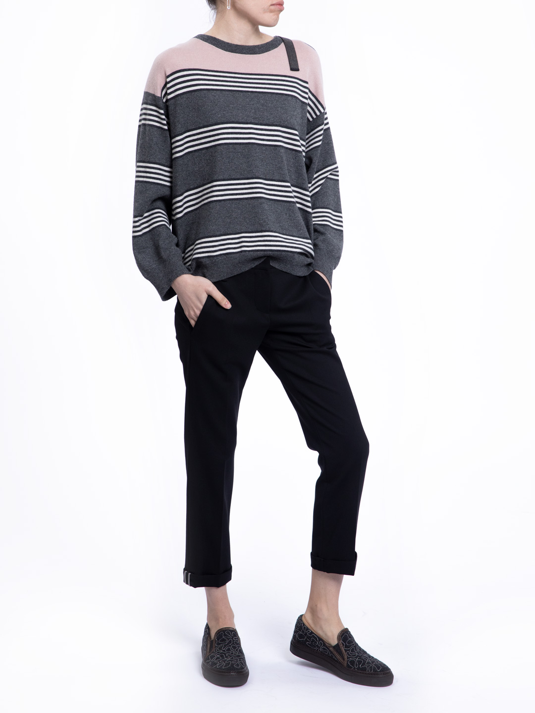 Джемпер Brunello Cucinelli M12143300 полосатый женский — купить в интернет-магазине Verdistore