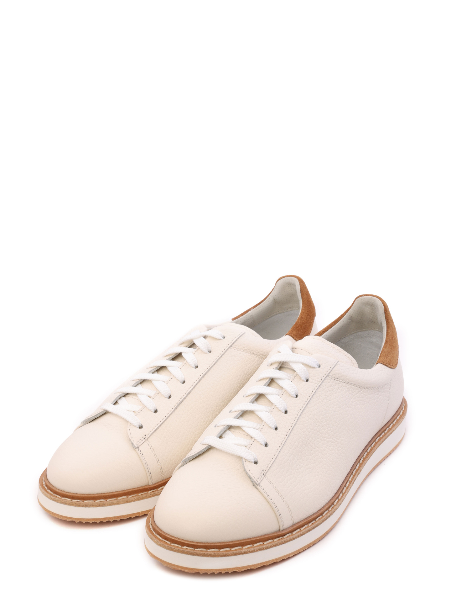 Кеды Brunello Cucinelli MZUALB2192 CLT57 кремовые мужские из кожи — купить в интернет-магазине Verdistore