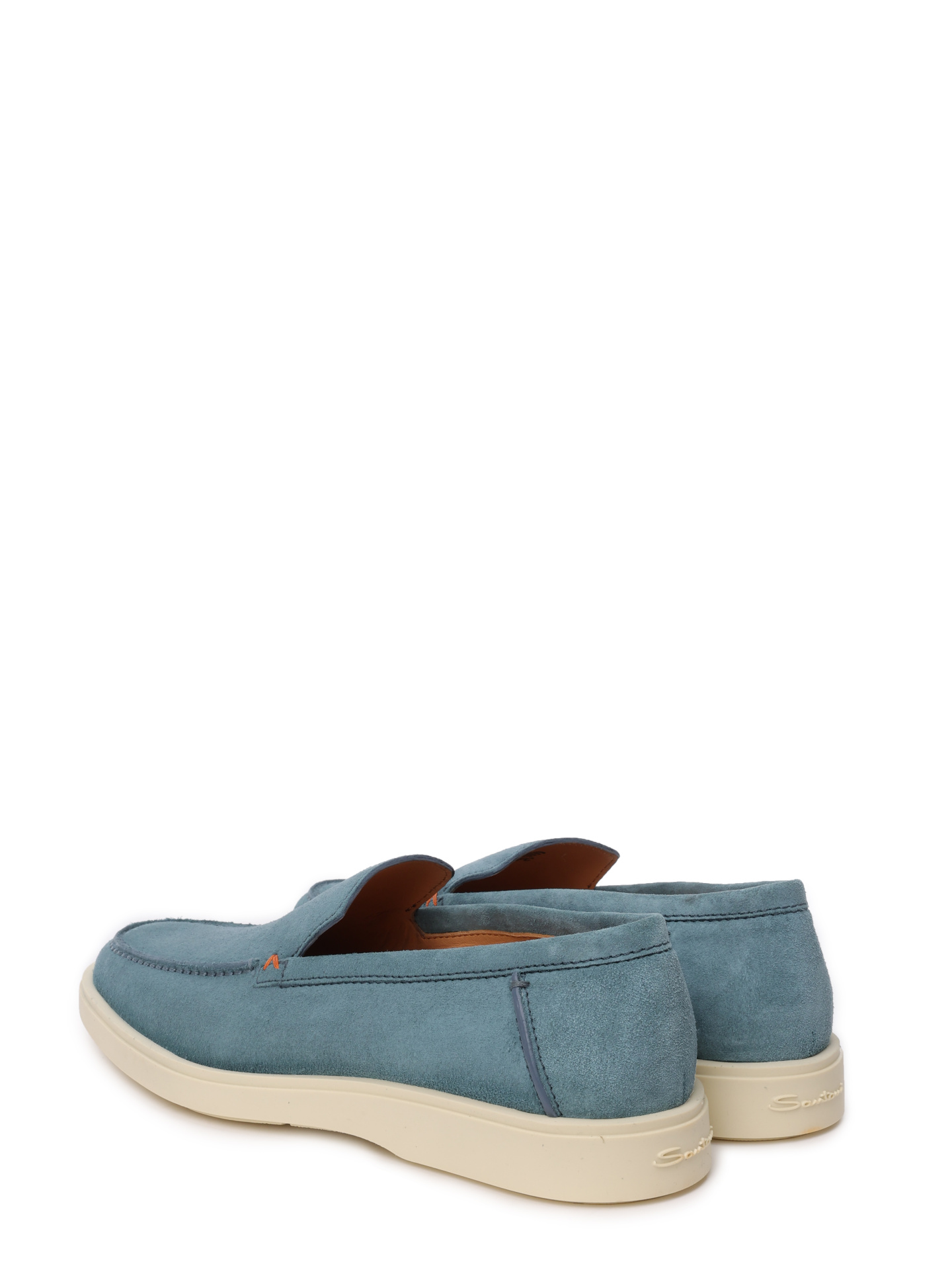 Лоферы замшевые голубые на изогнутой белой подошве — купить в интернет-магазине Verdistore