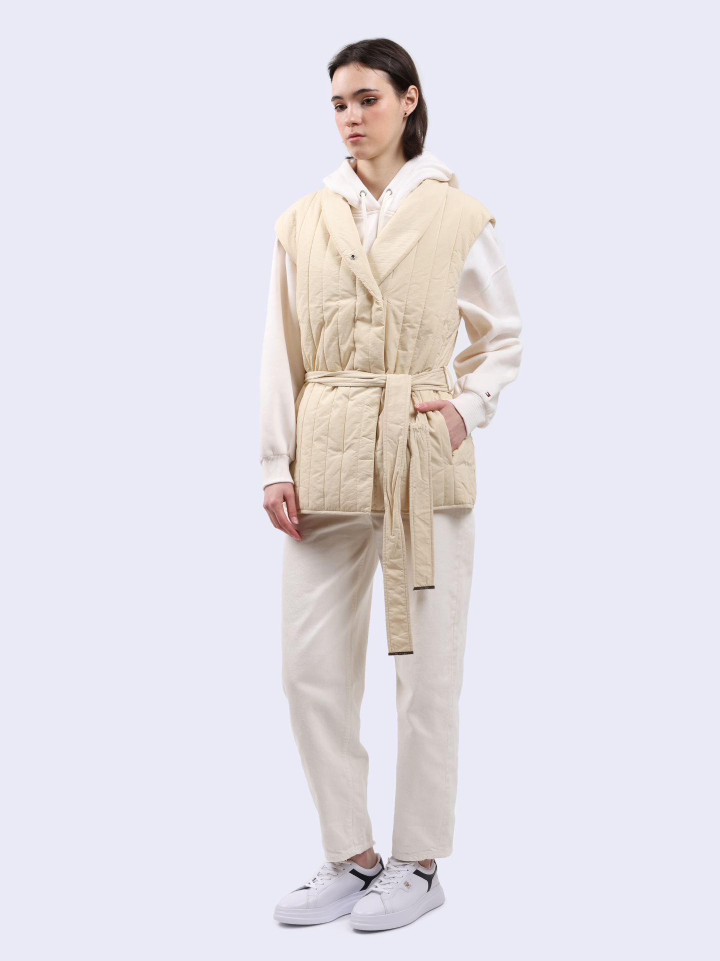 Жилет Calvin Klein K20K207101 PGD молочный женский с поясом — купить в интернет-магазине Verdistore