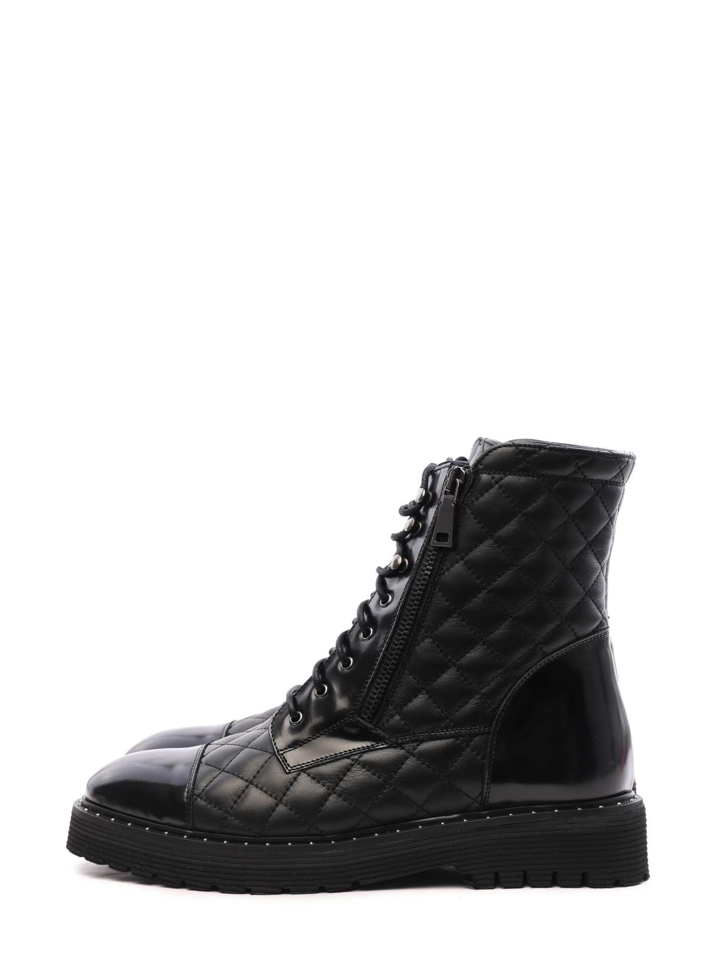 Ботинки Angelo Bervicato B3345 черные женские из стеганой кожи — купить в интернет-магазине Verdistore