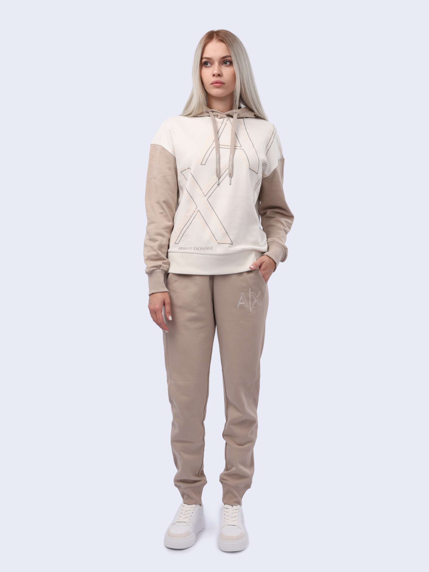 Брюки спортивные Armani Exchange 3DYP71 YJEBZ 1786 бежевые женские — купить в интернет-магазине Verdistore