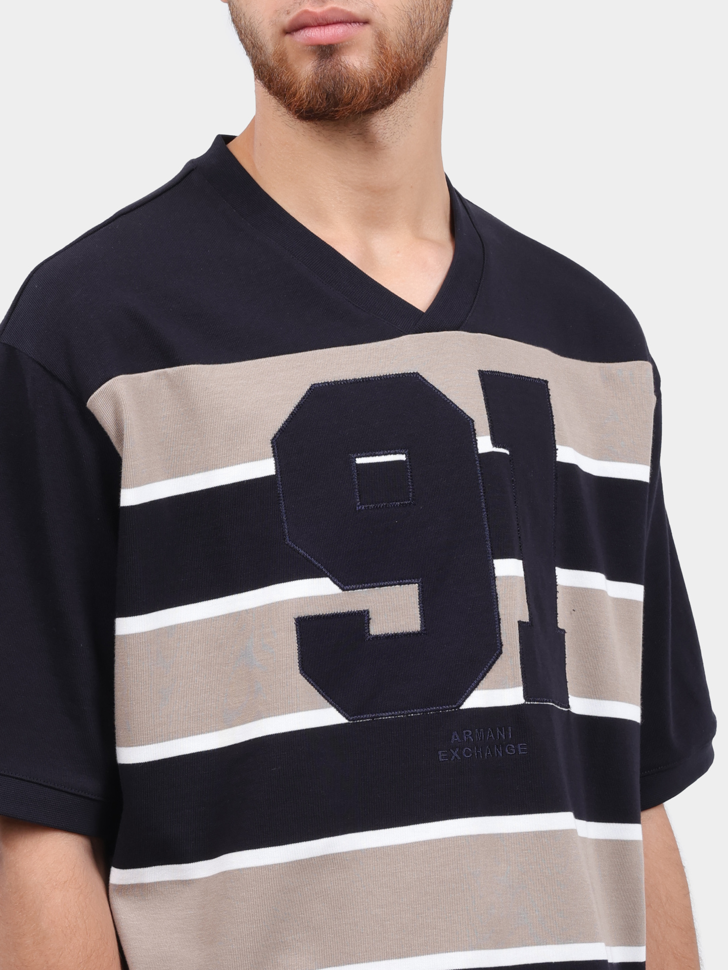 Футболка Armani Exchange XM000465 AF13024 F6017 хлопковая мужская в полоску — купить в интернет-магазине Verdistore