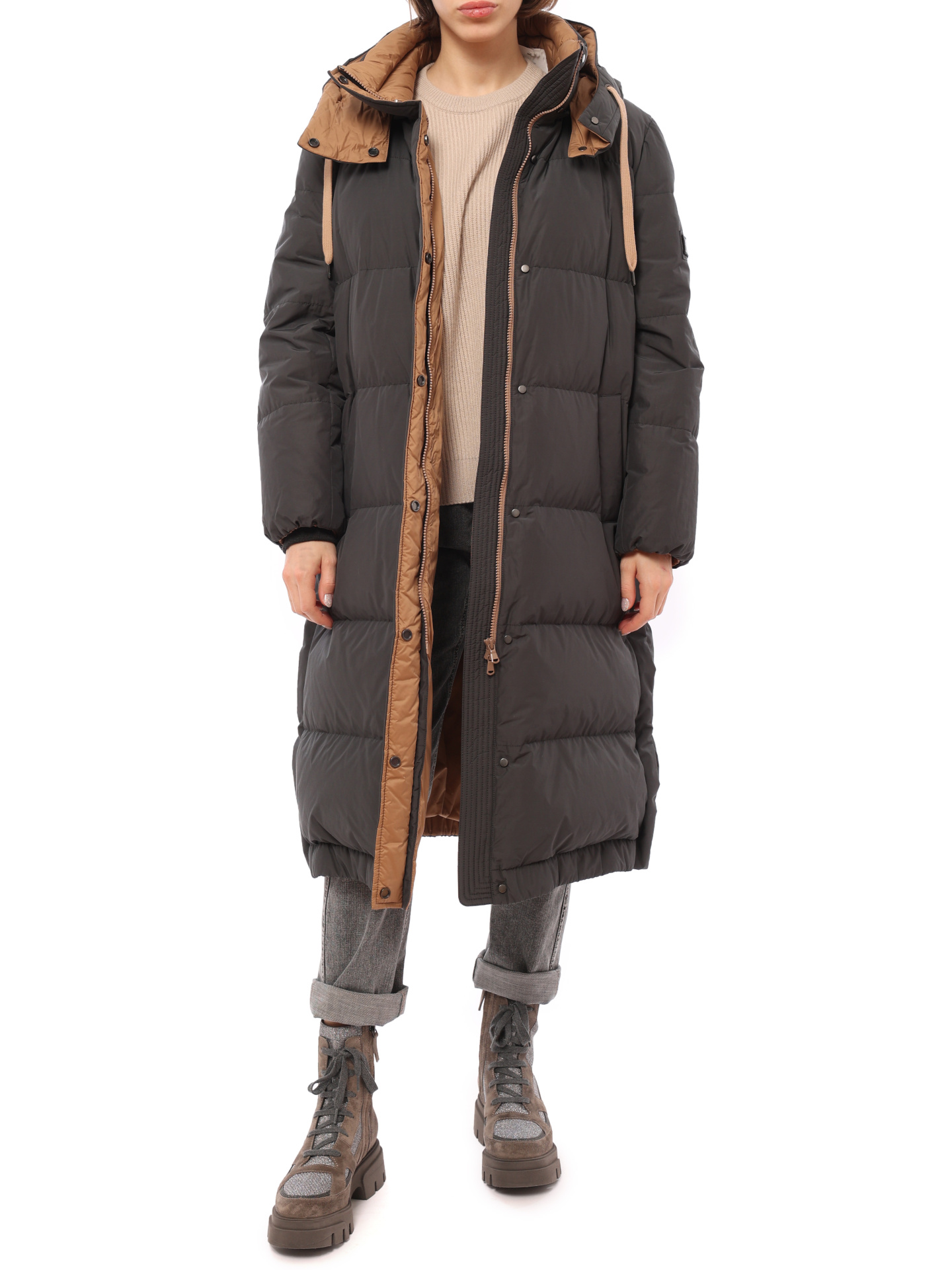 Пуховик Brunello Cucinelli MB5749745 C2126 удлиненный женский — купить в интернет-магазине Verdistore