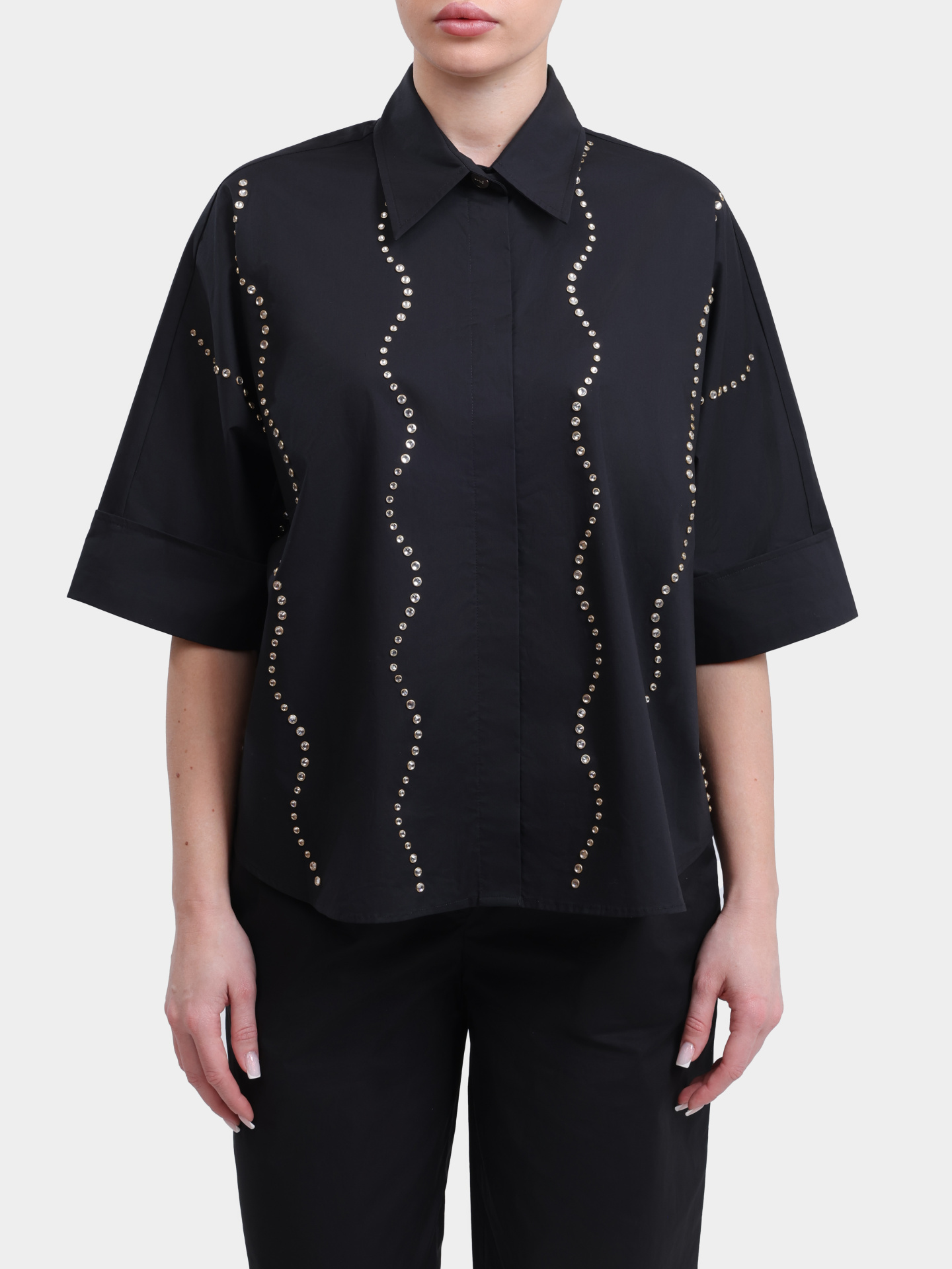 Блузка Liu-Jo BLACK LABEL CA6345 TS246 22222 черная женская укороченная  — купить в интернет-магазине Verdistore