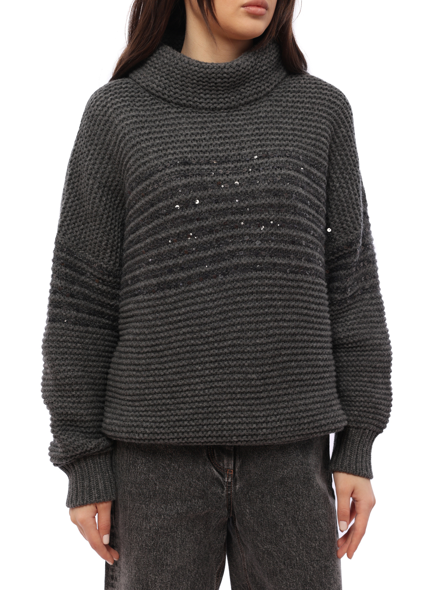 Свитер Brunello Cucinelli M6D365904 CPS38 серый женский — купить в интернет-магазине Verdistore