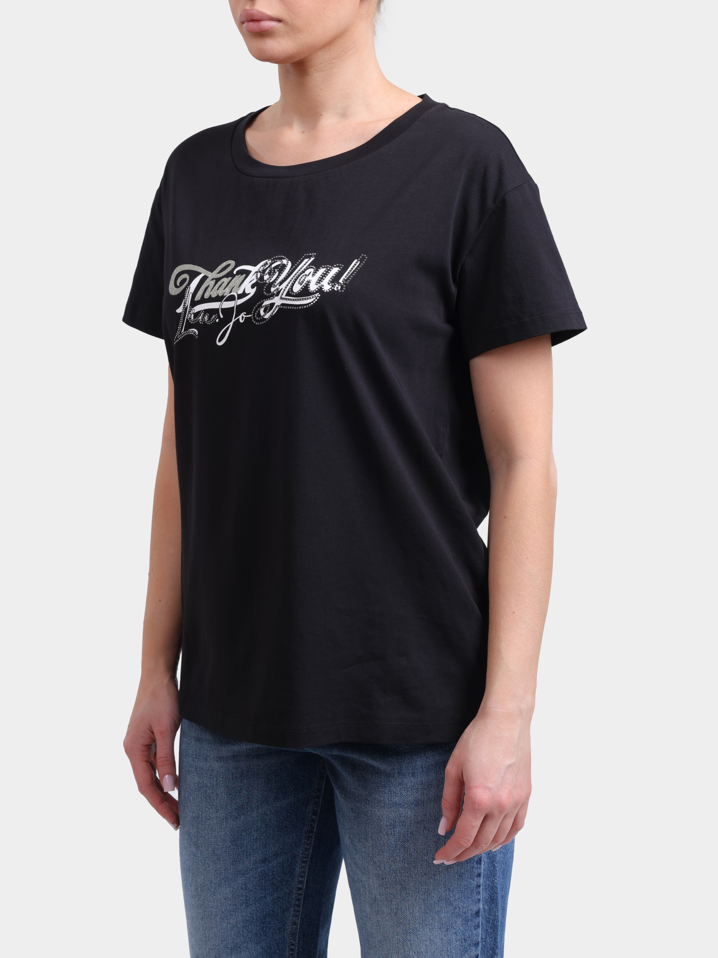 Футболка Liu-Jo TF5279 JS003 M9774 черная женская из хлопка — купить в интернет-магазине Verdistore