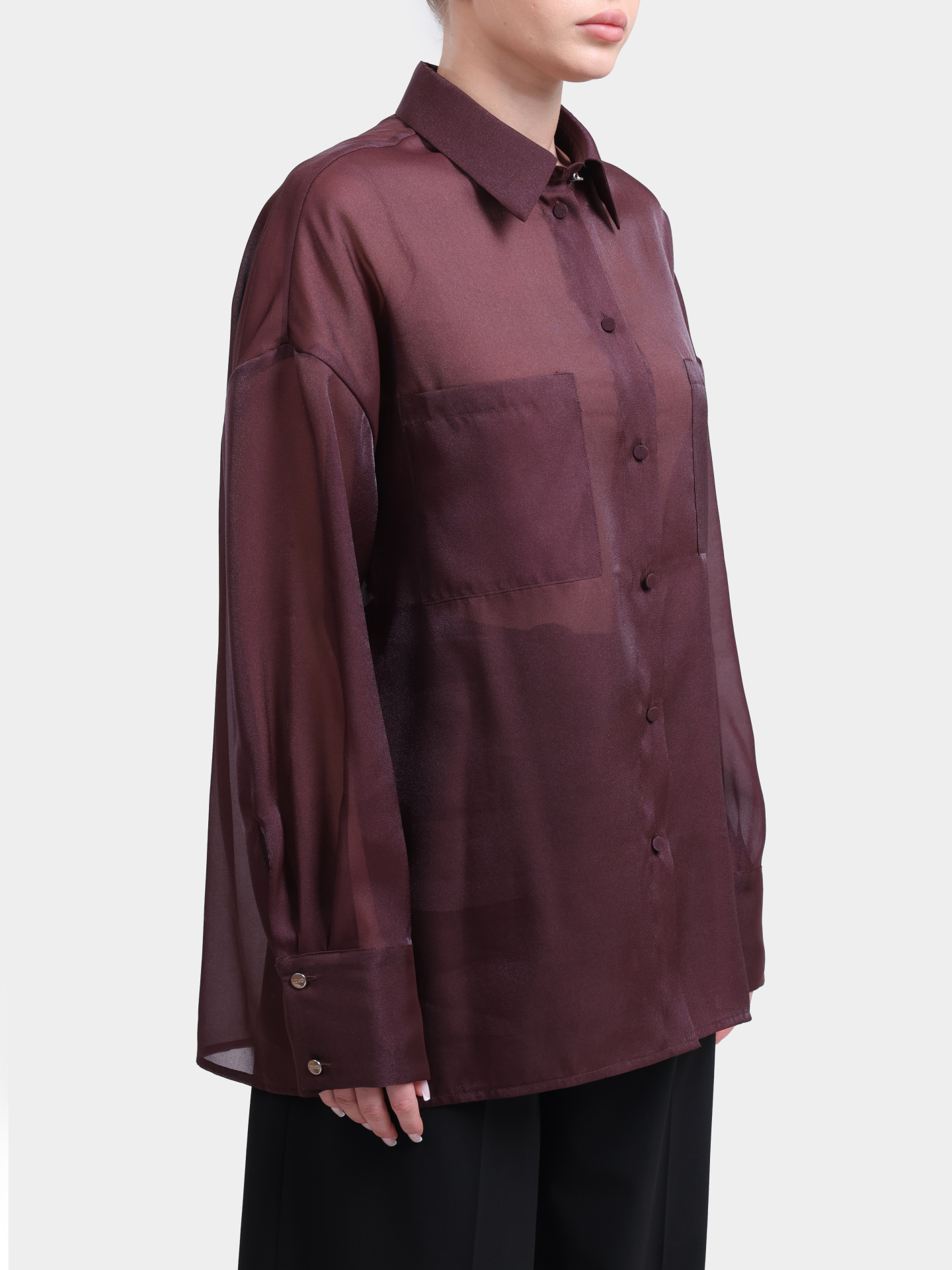 Рубашка Liu-Jo CA6343 Т6870 Р9646 бордовая женская из органзы — купить в интернет-магазине Verdistore