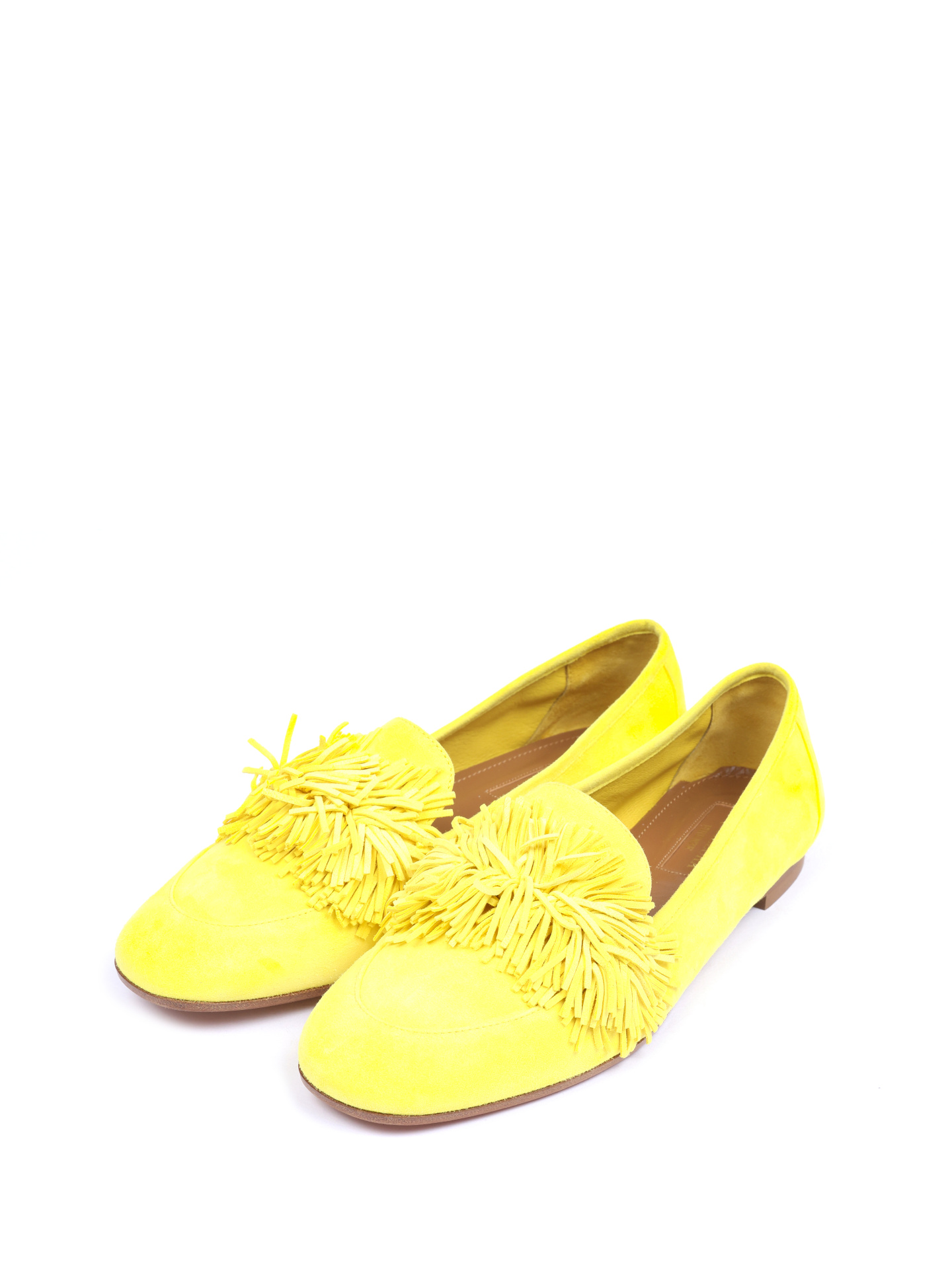 Лоферы Aquazzura Wild Loafer Flat лимонные женские из замши — купить в интернет-магазине Verdistore