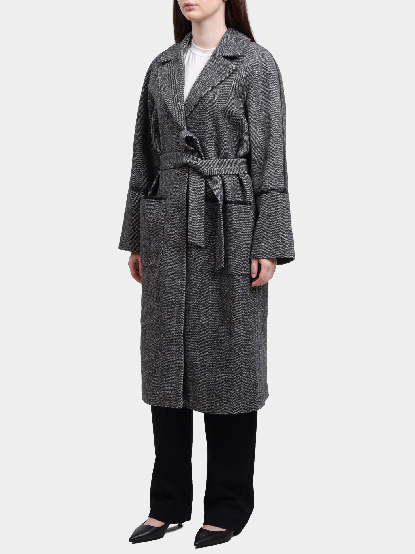 Пальто Liu-Jo MF5112 T059A P9032 серое женское с поясом — купить в интернет-магазине Verdistore