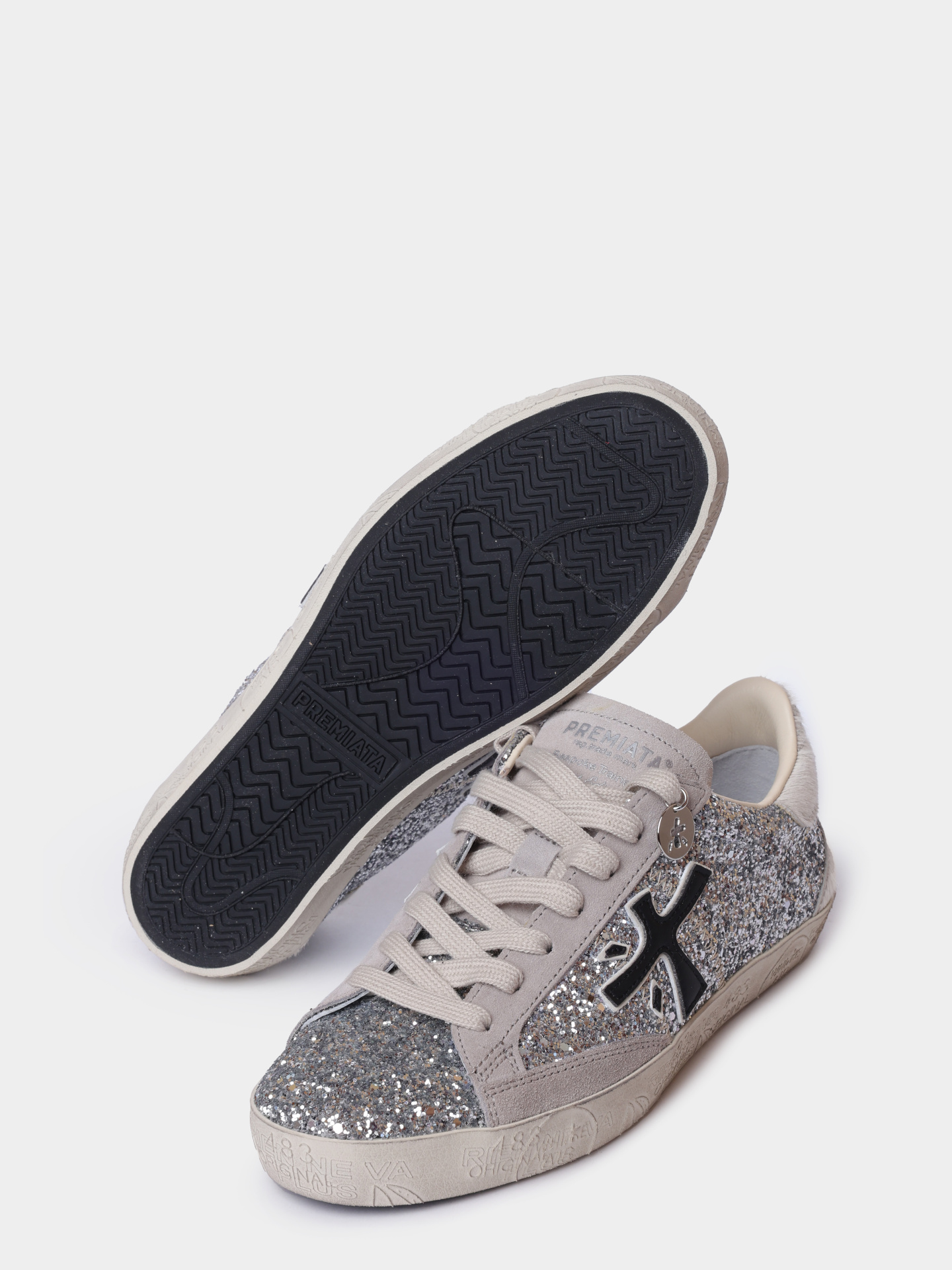 Кеды Premiata Sport STEVEND VAR 8060 серые женские комбинированные с глиттером  — купить в интернет-магазине Verdistore