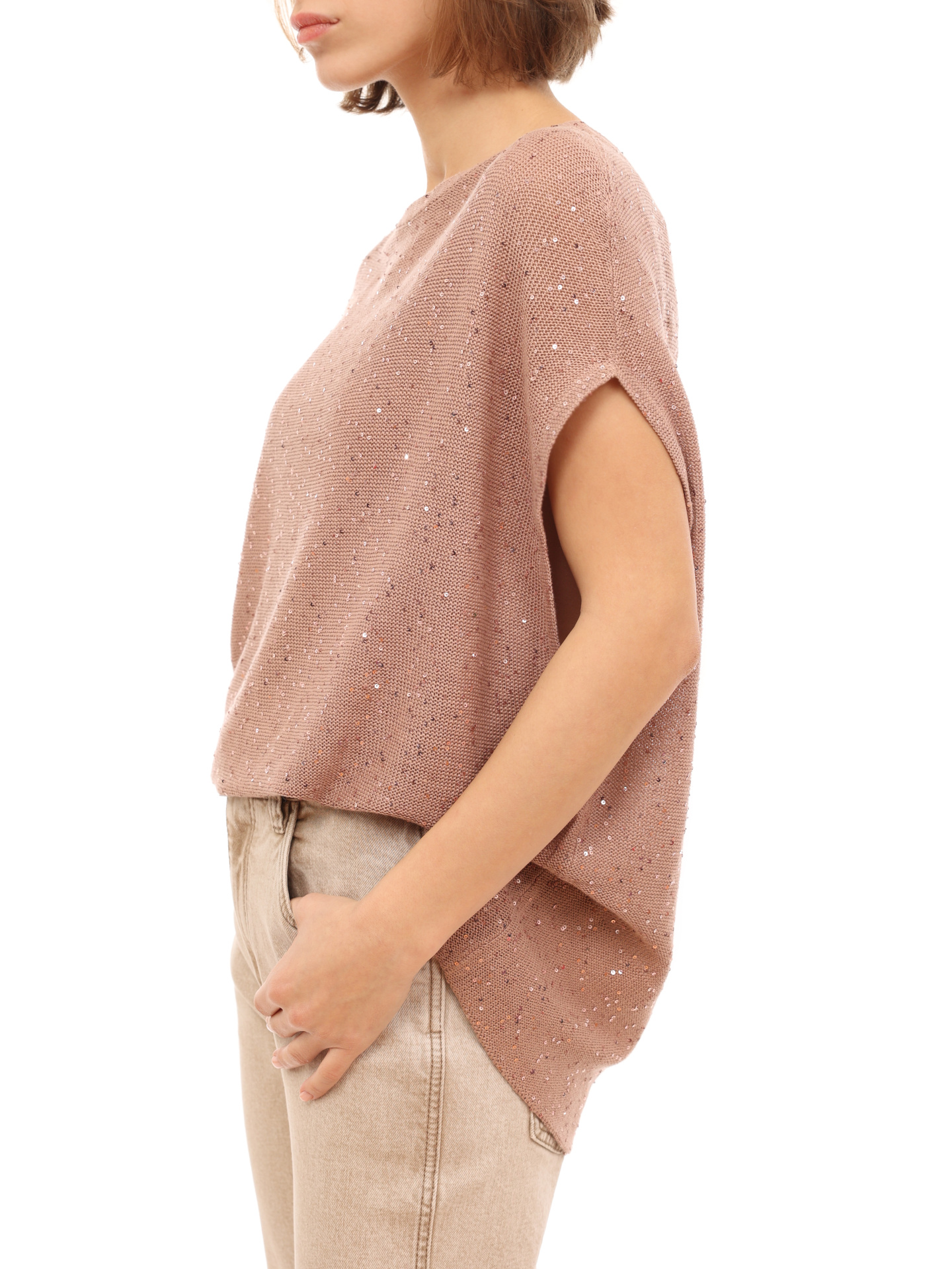 Топ Brunello Cucinelli M10515910 бледно-розовый женский — купить в интернет-магазине Verdistore