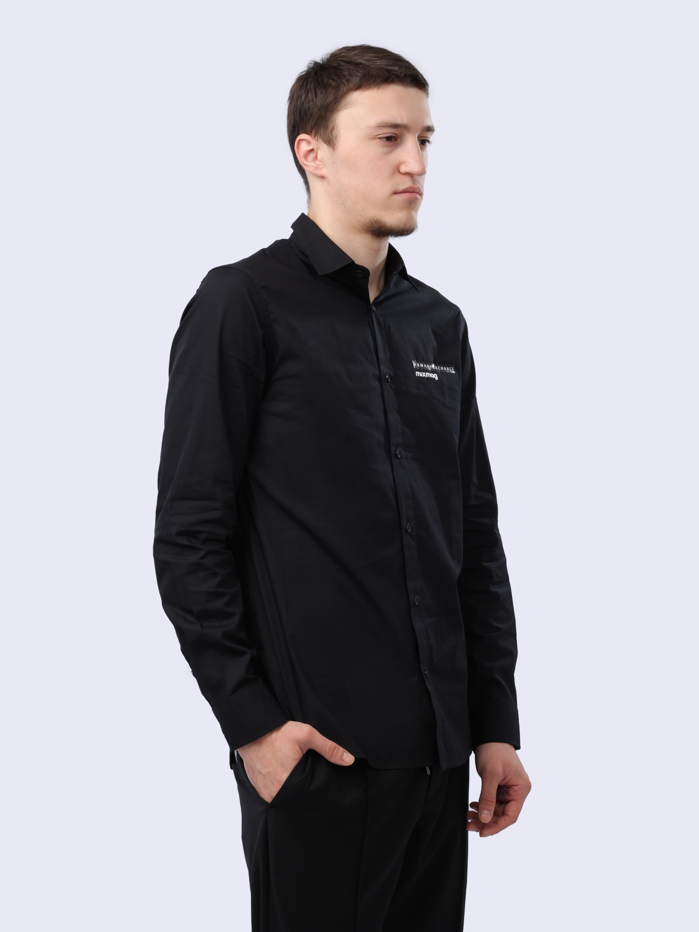 Рубашка Armani Exchange 3DZC26 ZNXLZ 1200 черная мужская — купить в интернет-магазине Verdistore