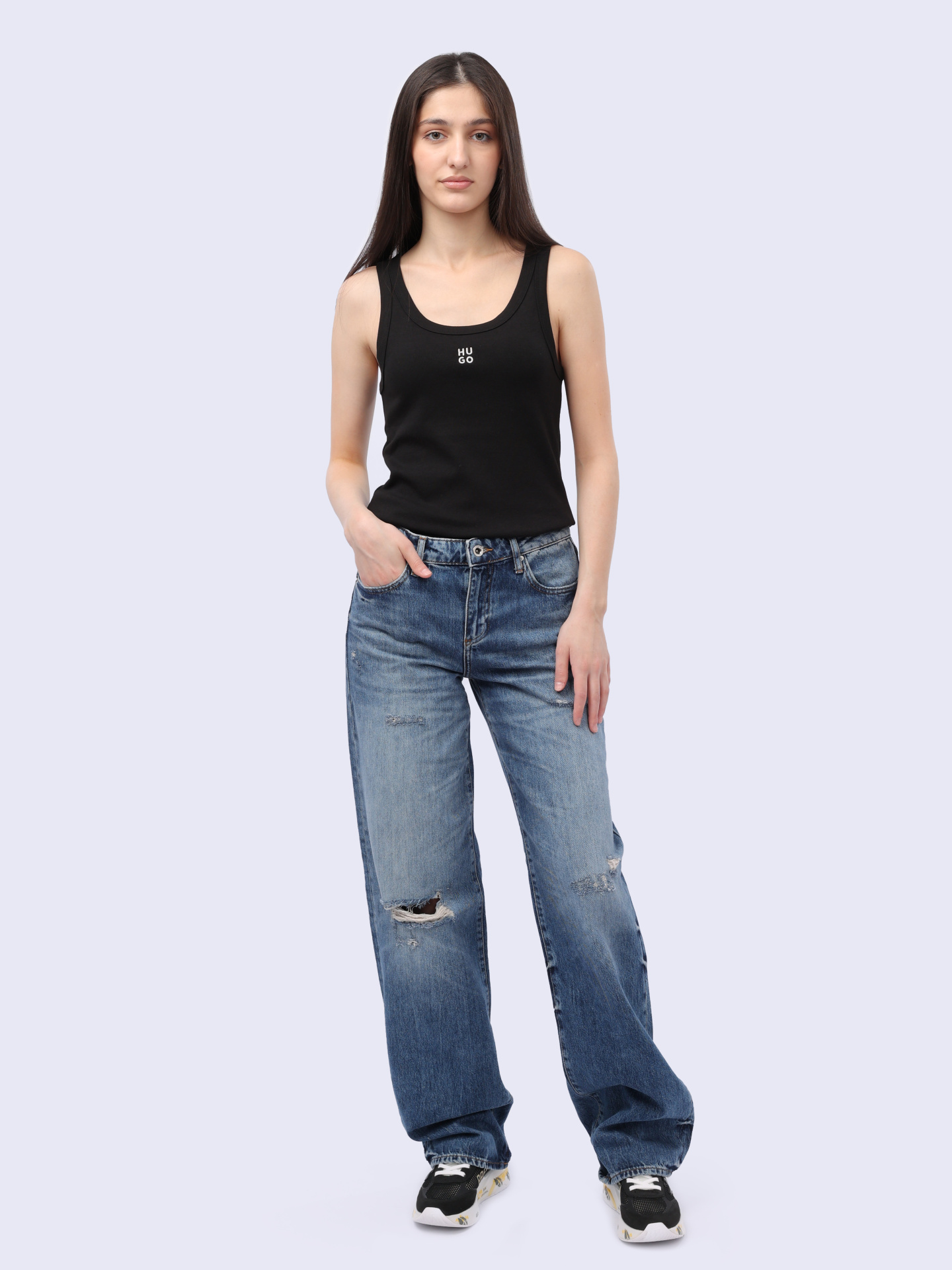 Джинсы Armani Exchange 3DYJ52 Y16GZ 05EK синие женские с потертостями — купить в интернет-магазине Verdistore