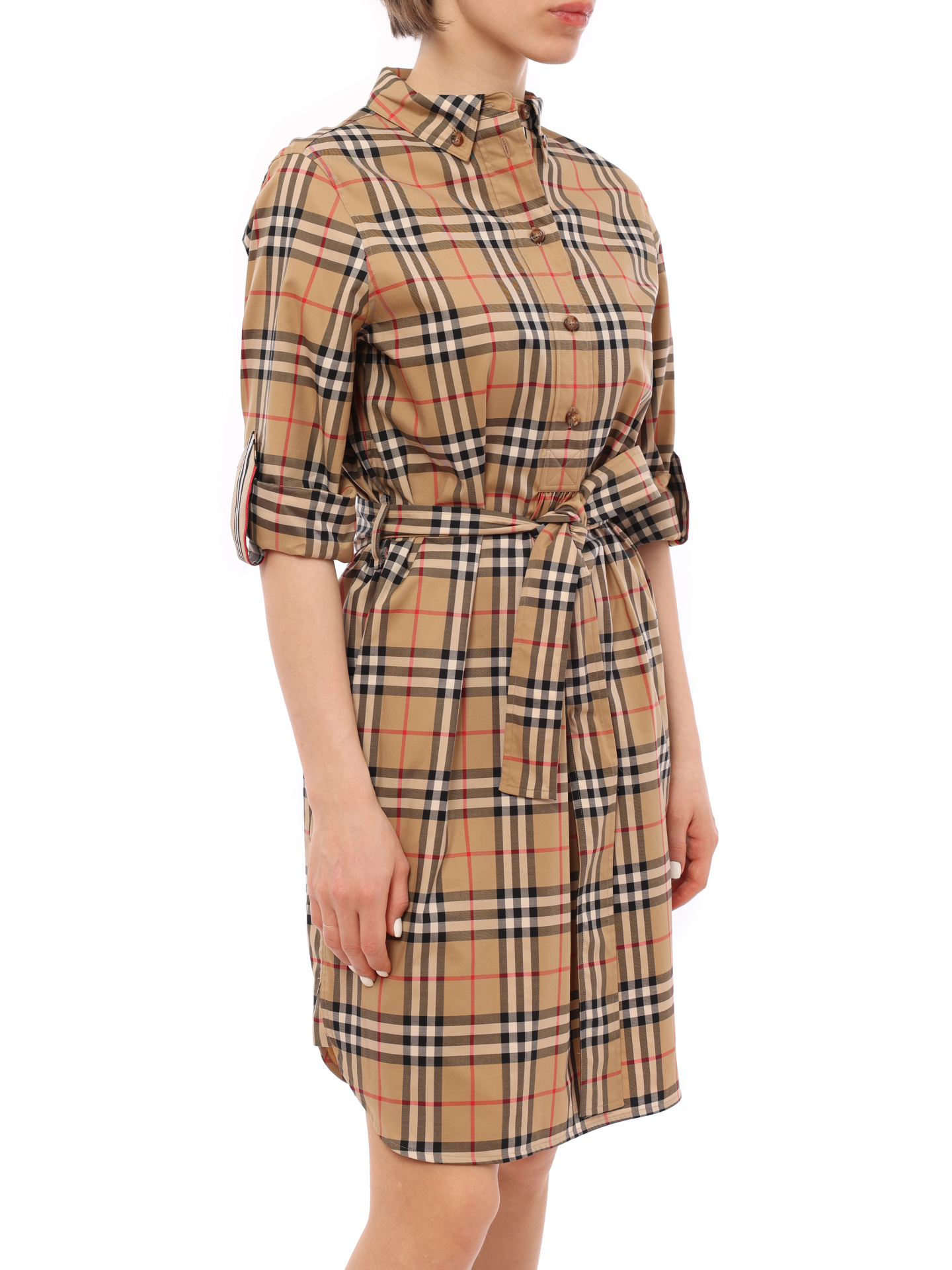 Платье Burberry 8024585 A7028 хлопковое женское в клетку — купить в интернет-магазине Verdistore