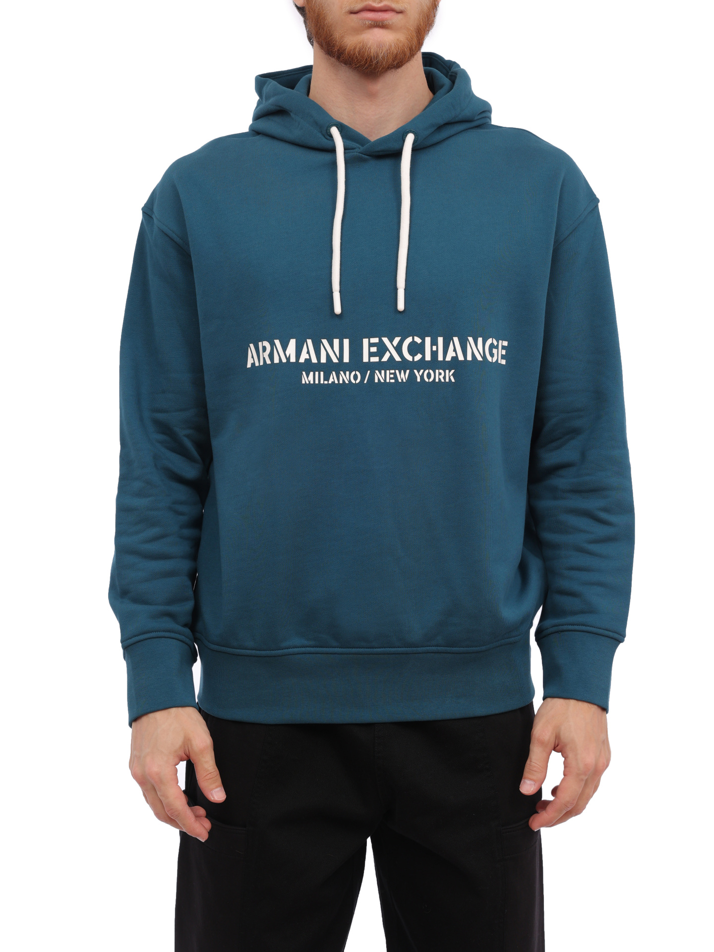 Худи Armani Exchange 6RZMLE ZJ4XZ 15CR синее мужское с логотипом — купить в интернет-магазине Verdistore