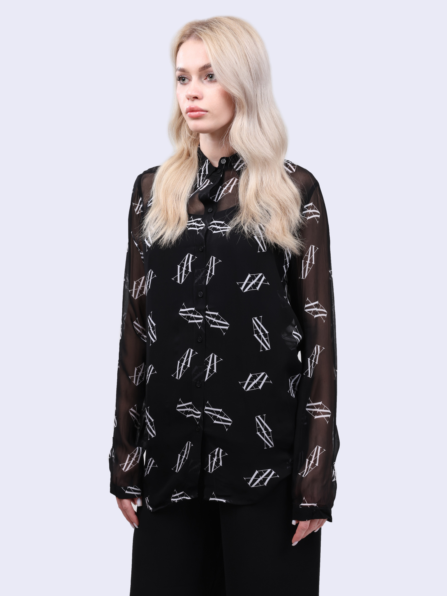 Рубашка Armani Exchange 6DYC07 YN1VZ 42AN черная женская из вискозы — купить в интернет-магазине Verdistore