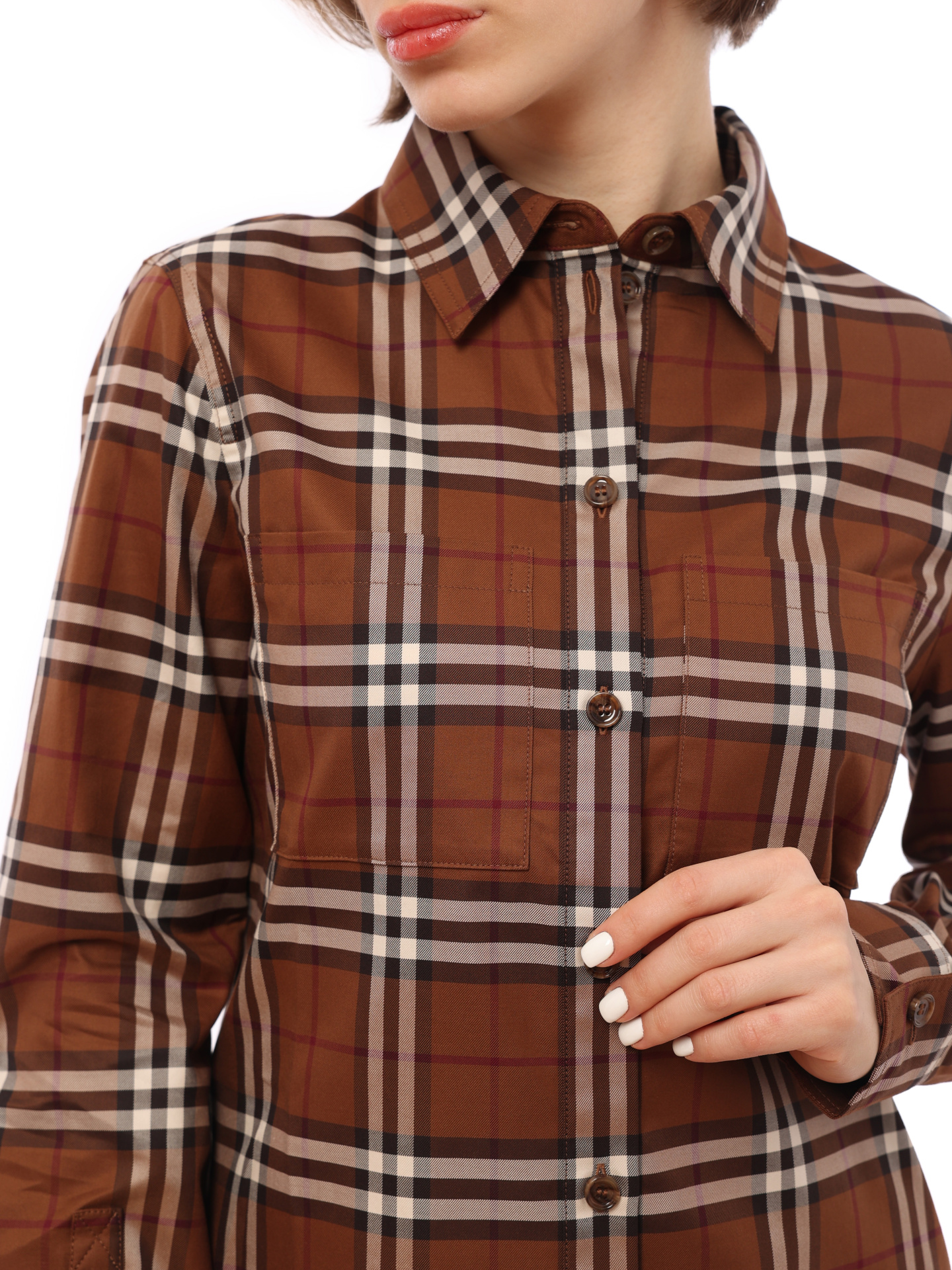 Рубашка Burberry 8063163 A9011 хлопковая женская в клетку — купить в интернет-магазине Verdistore