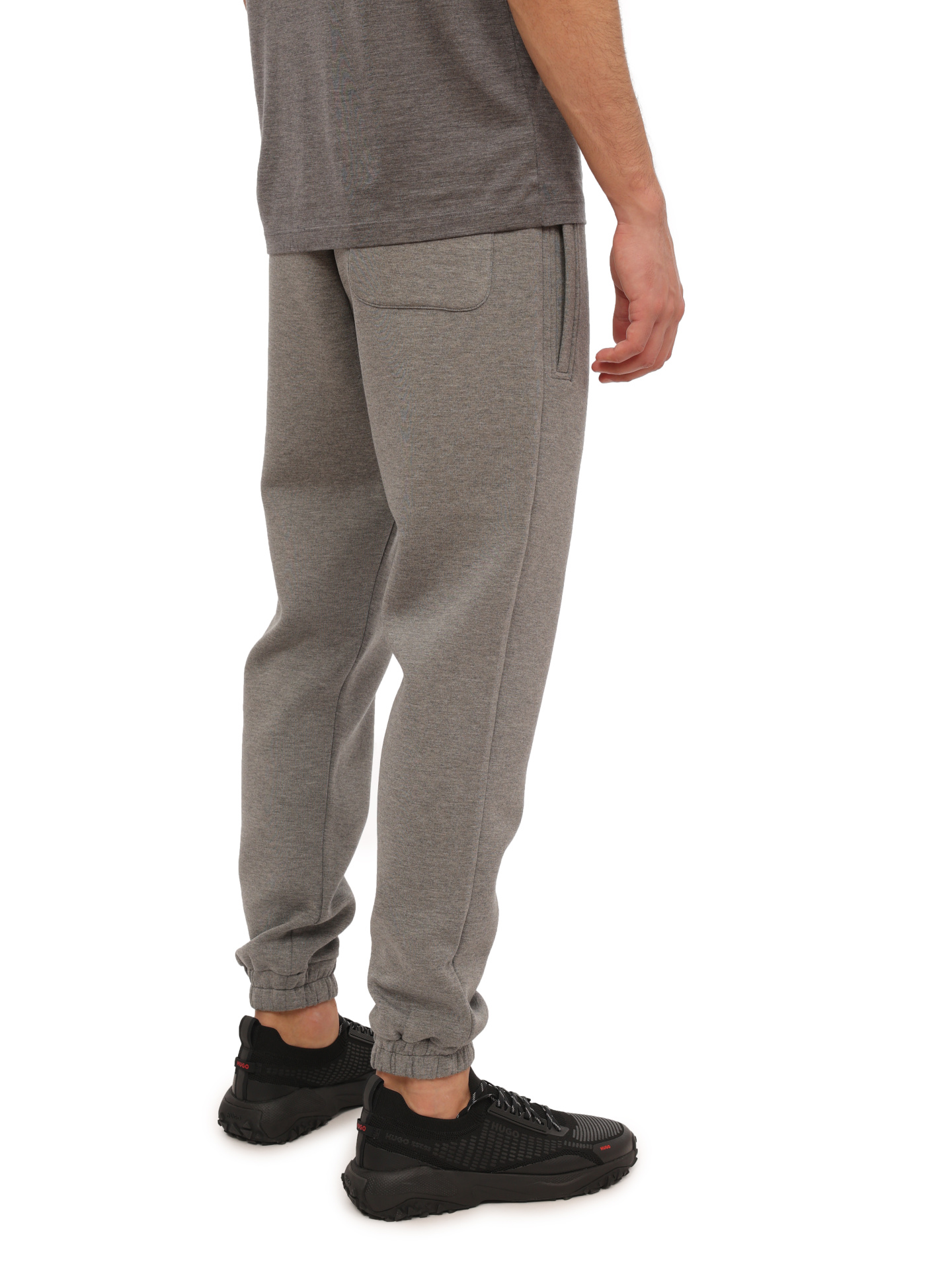 Брюки спортивные серые из мягкой ткани с манжетами снизу — купить в интернет-магазине Verdistore