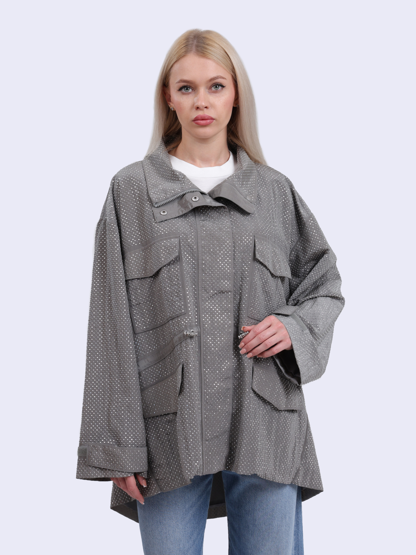 Куртка Pinko 104598 A2BW I53 серая женская со стразами — купить в интернет-магазине Verdistore