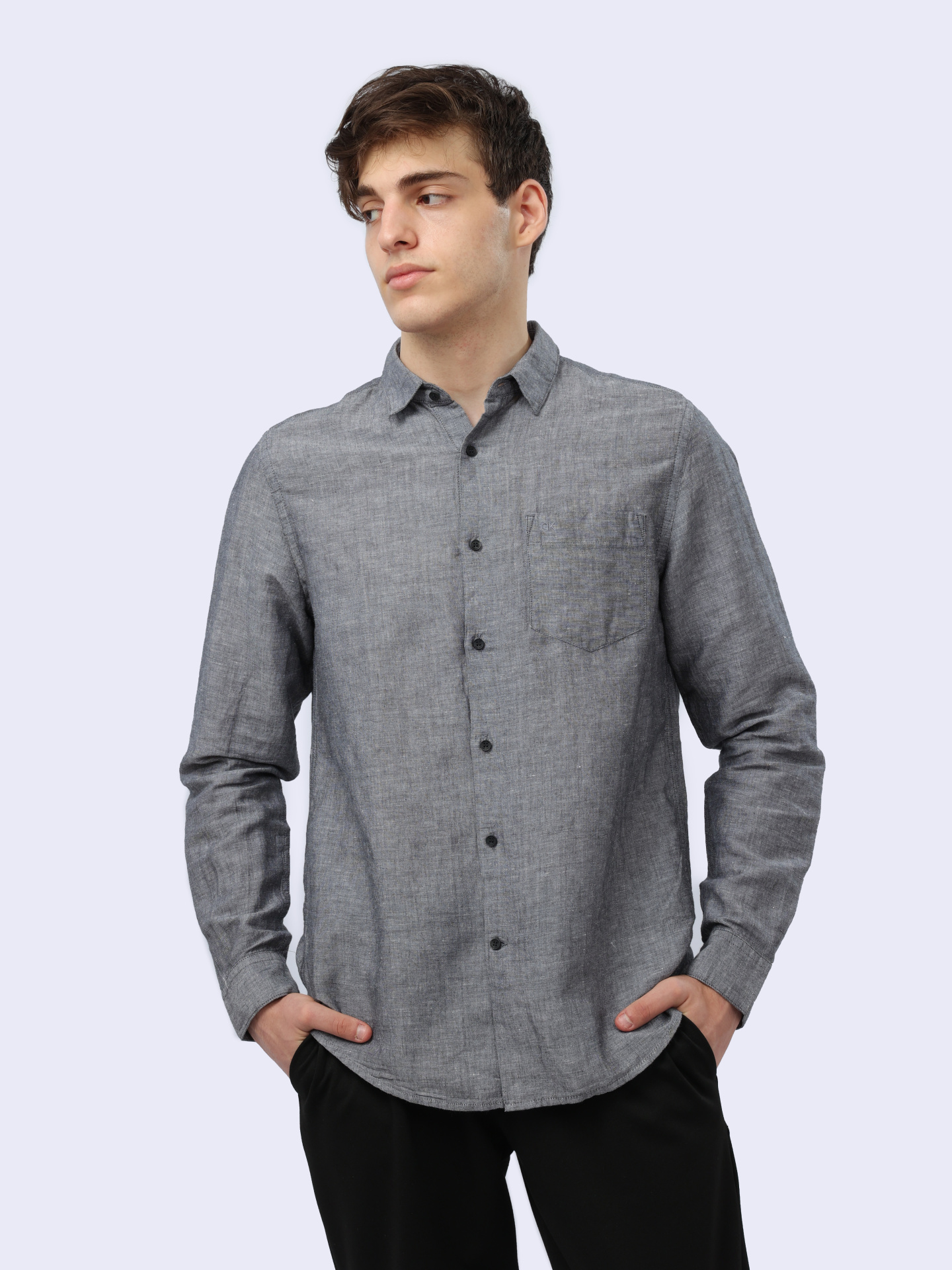 Рубашка Calvin Klein K10K108664 серая мужская — купить в интернет-магазине Verdistore
