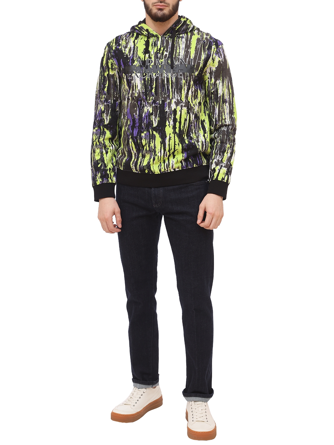 Худи Armani Exchange 3KZMFQ ZJ2RZ 2898 комбинированное мужское с логотипом — купить в интернет-магазине Verdistore